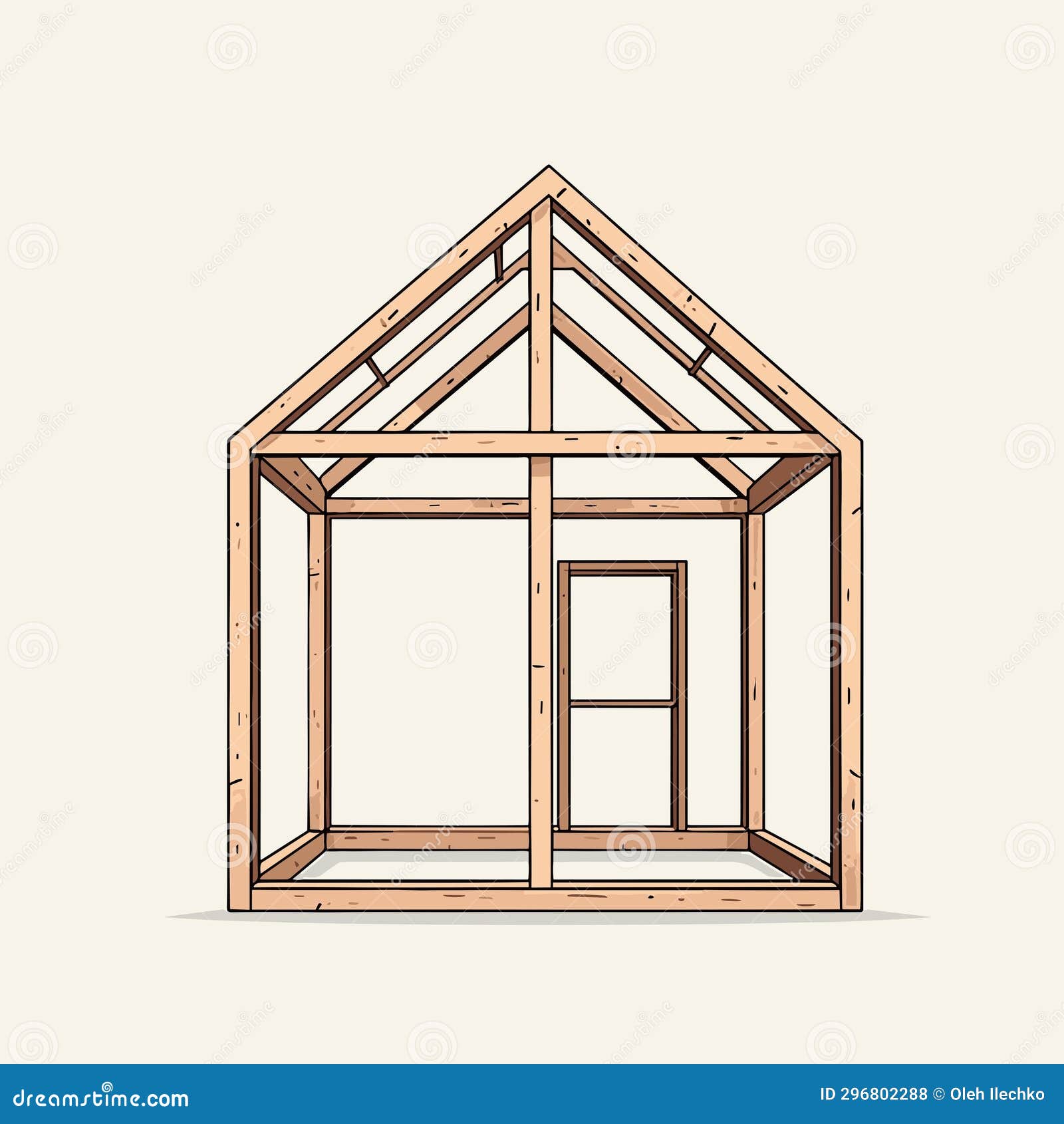 Wood House Frame Vector Flat Minimalistic Isolated Illustration Stock