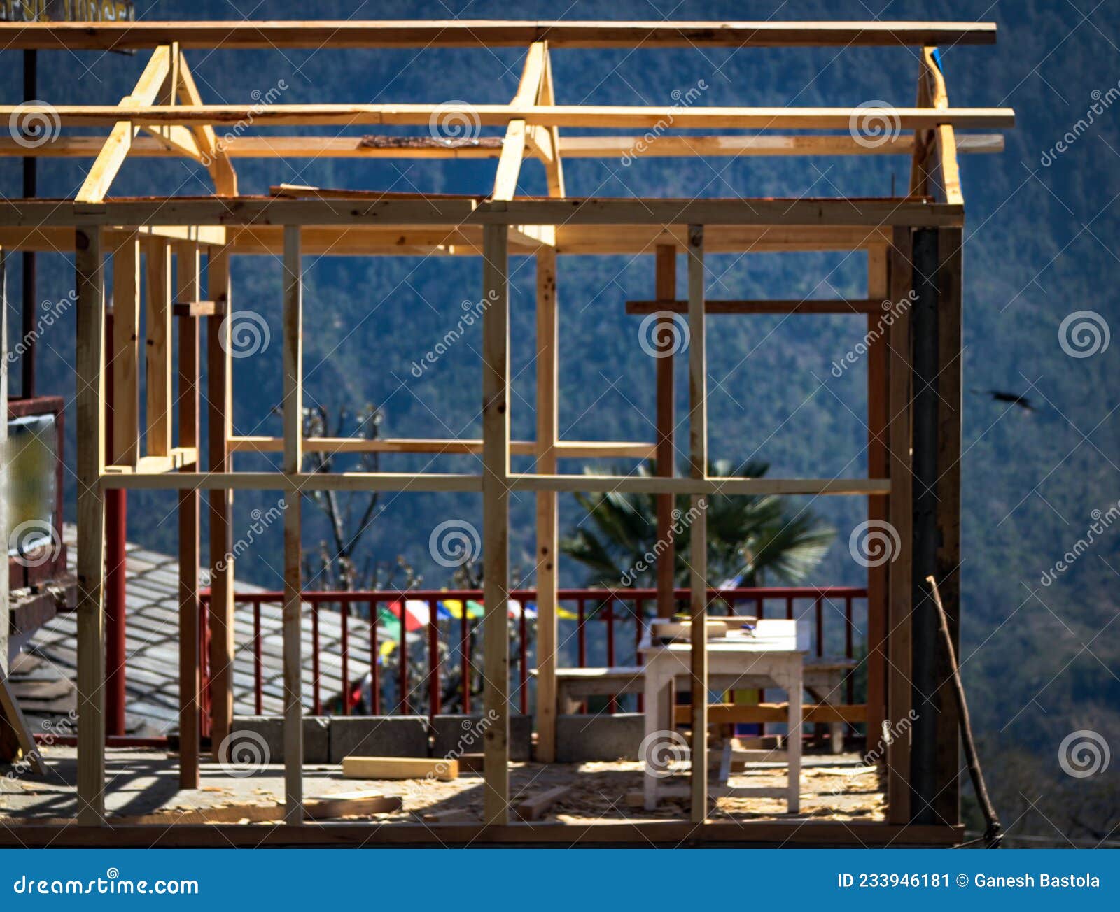 Wood House Framework Under Construction Stock Image Image of work