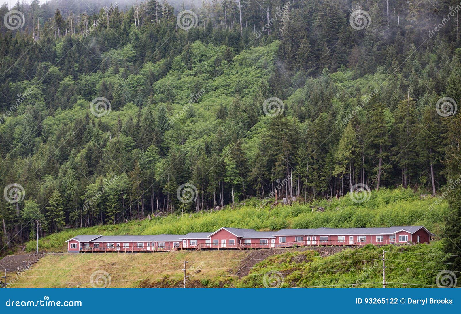 Wood Lodge in Alaska stock photo. Image of alaska, green 93265122