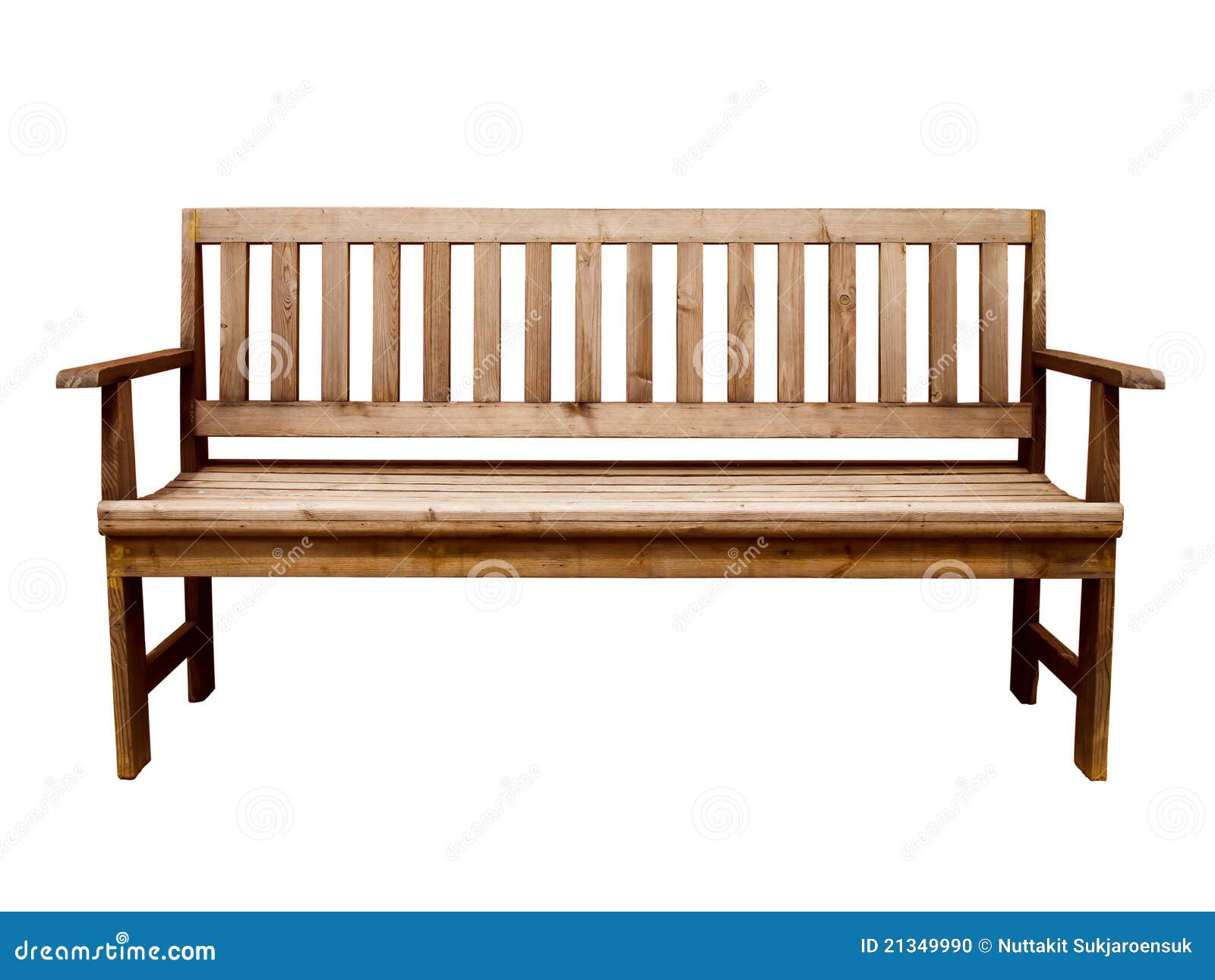 Wood Long Arms Chair Isolated Stock Photo - Image of empty 