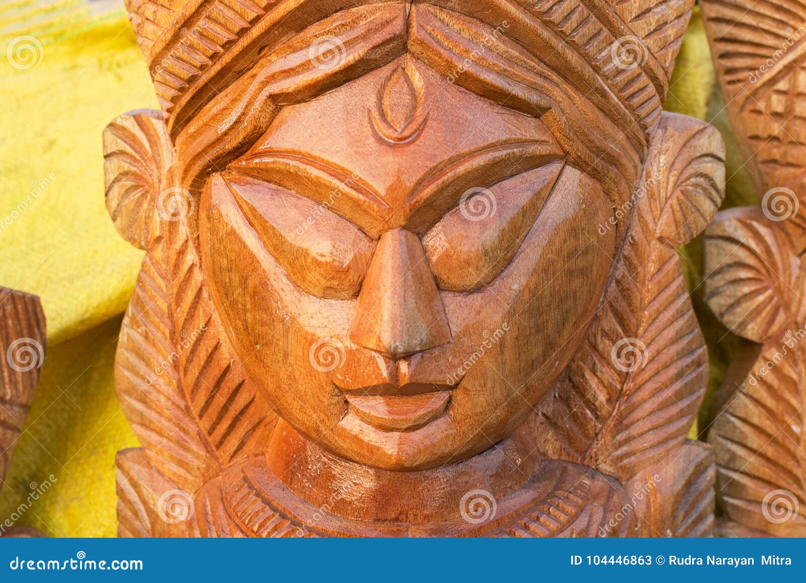 wood made goddess durga, indian handicrafts fair