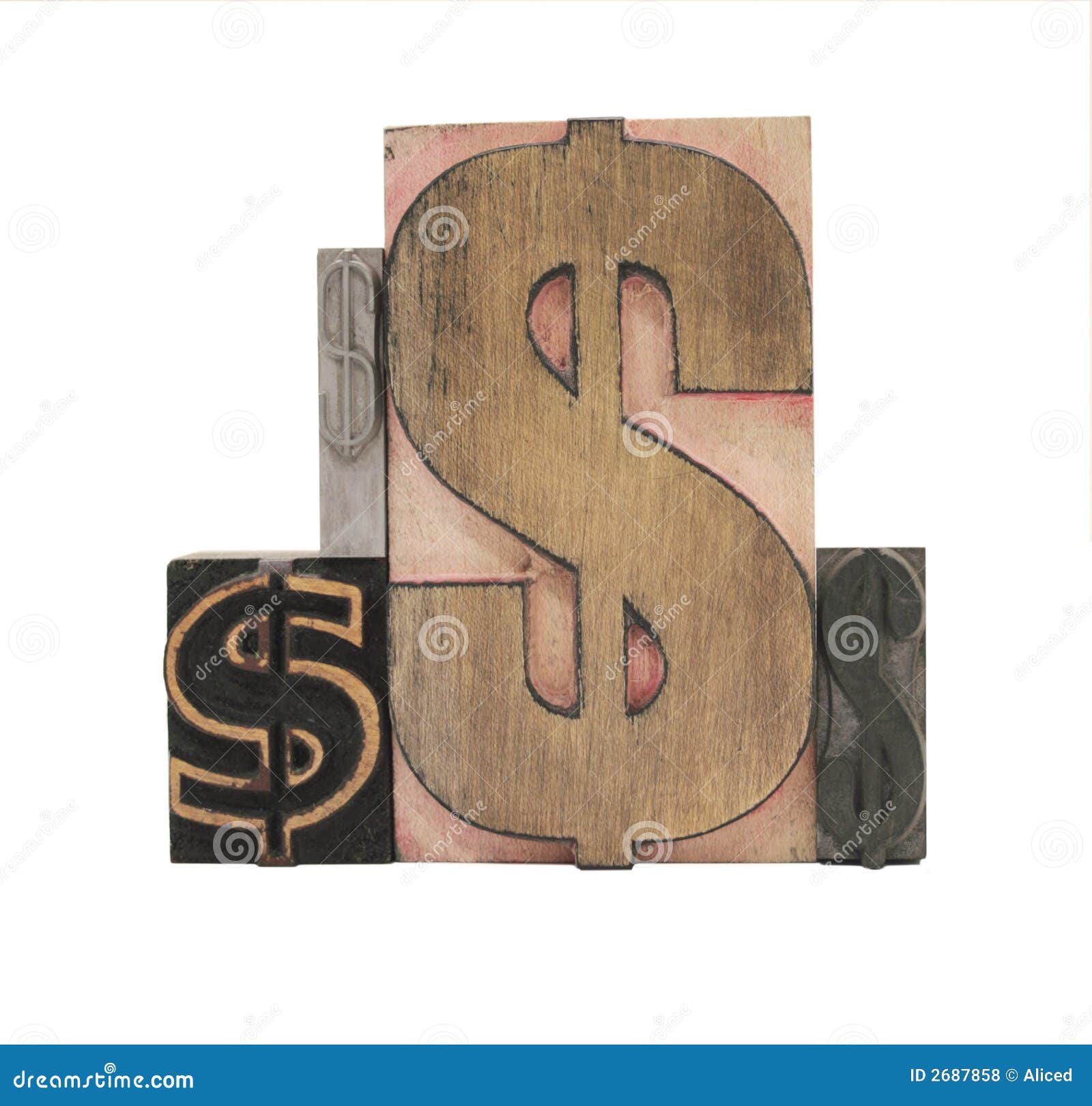 Wood and Metal Dollar Signs Stock Photo Image of typesetting, white