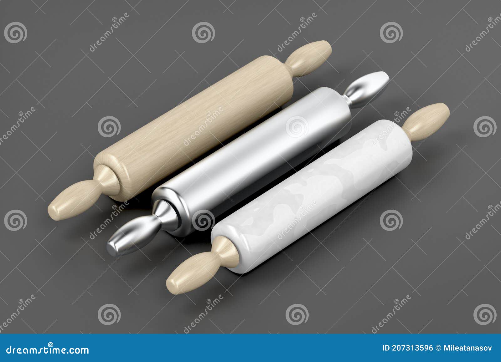 Wood, Metal and Marble Rolling Pins Stock Illustration Illustration