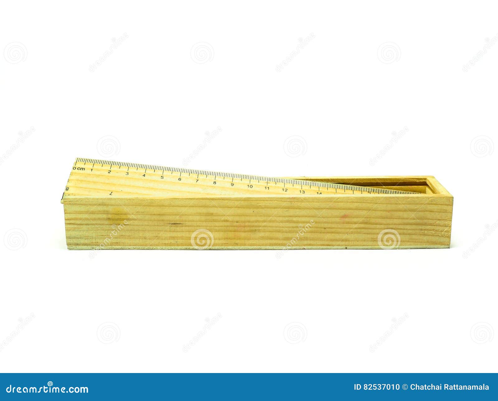 Wood Pencil Box and Ruler for Work and Study Stock Photo Image of