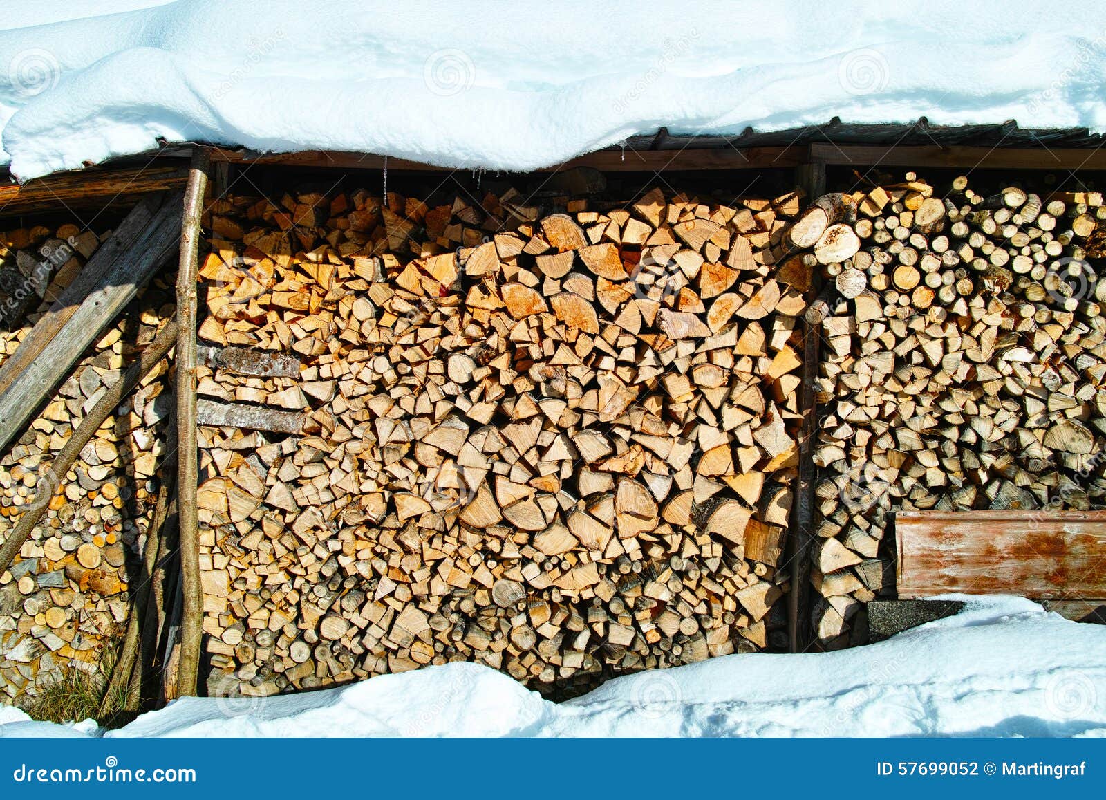 Wood Pile Storage In Winter Stock Photo - Image: 57699052