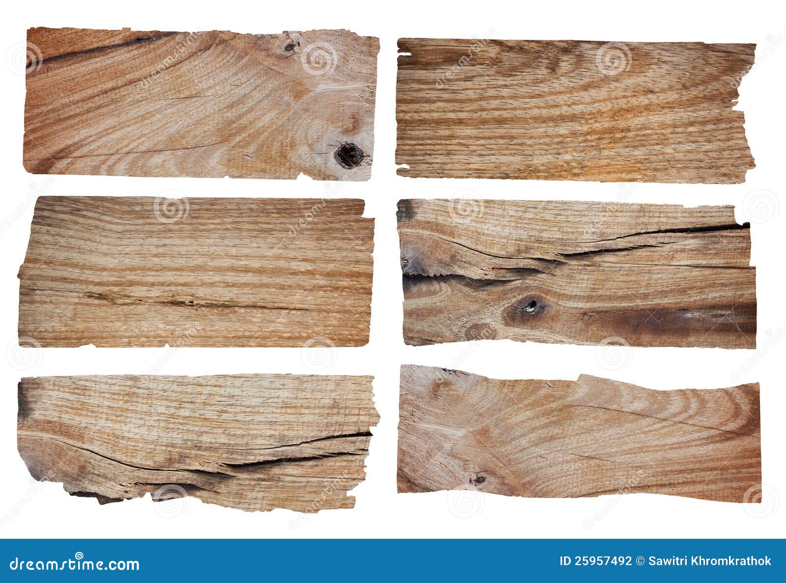 Set of wood plank isolated on white background (Save Paths For design work)