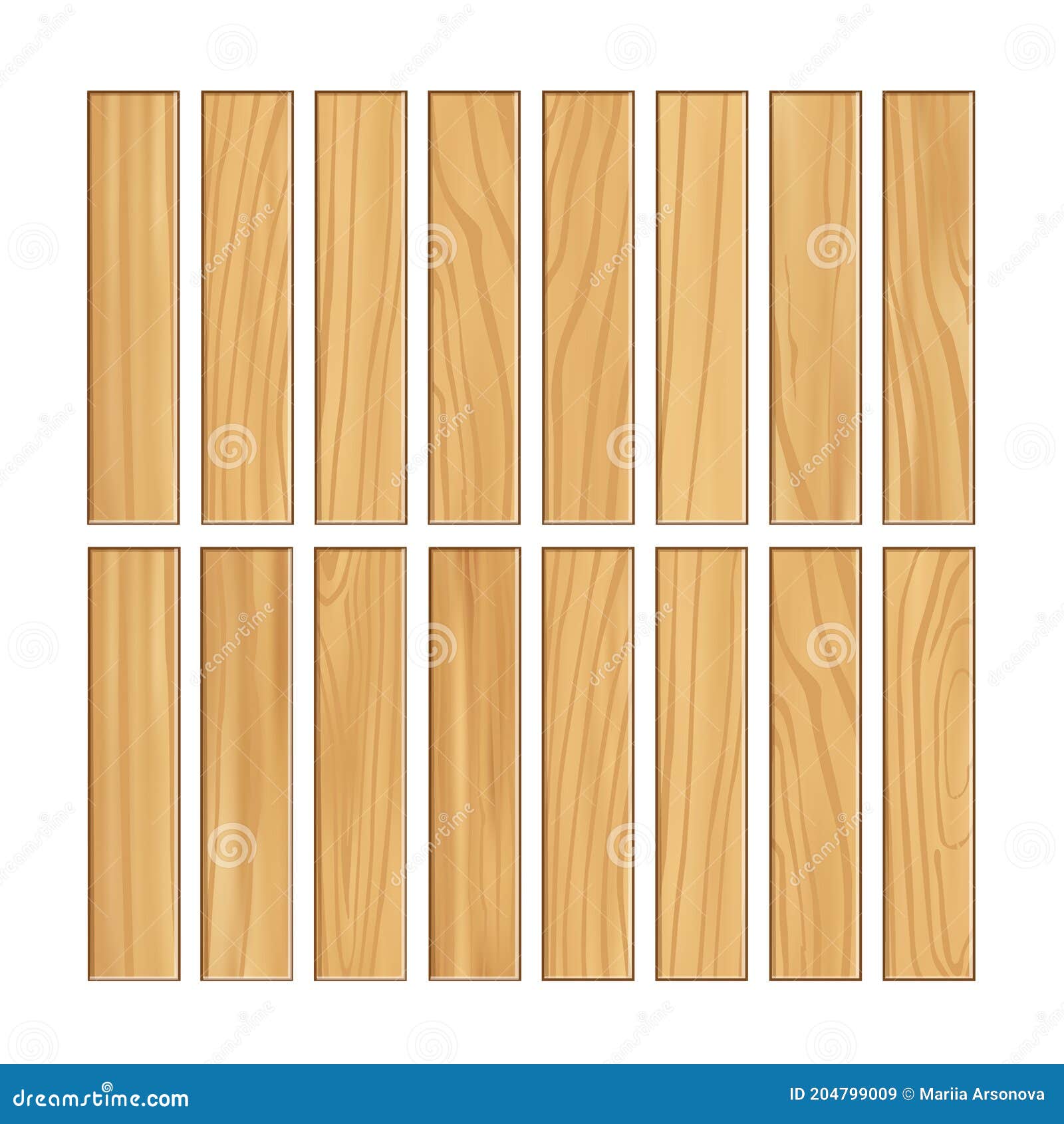 Wood Plank Board Isolated On White Background Horizontal Plank