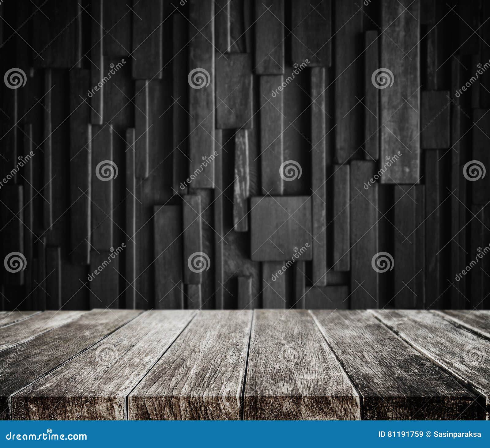 wood planks tabletop with dark wood background