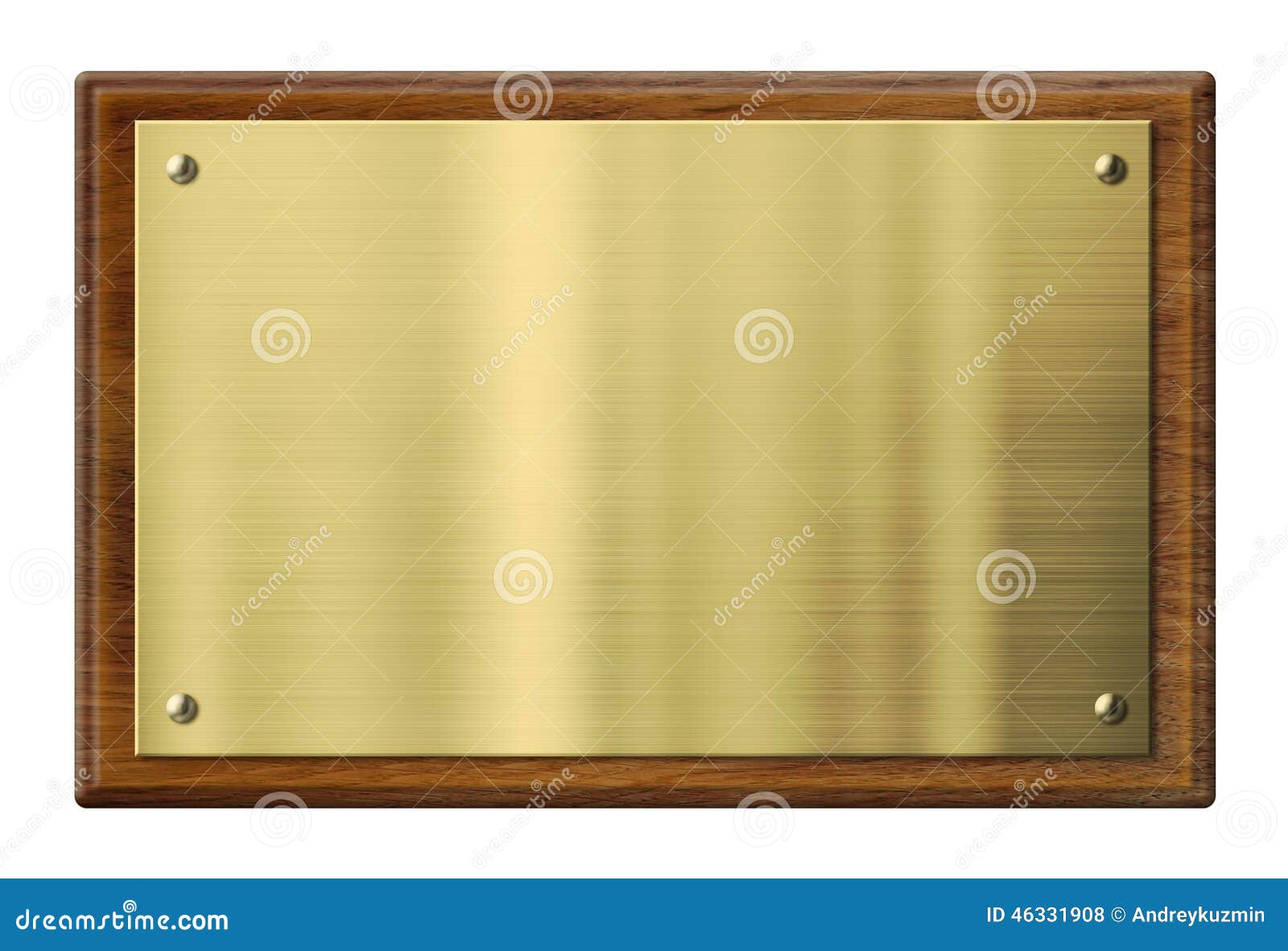 wood plaque with brass or gold metal plate.