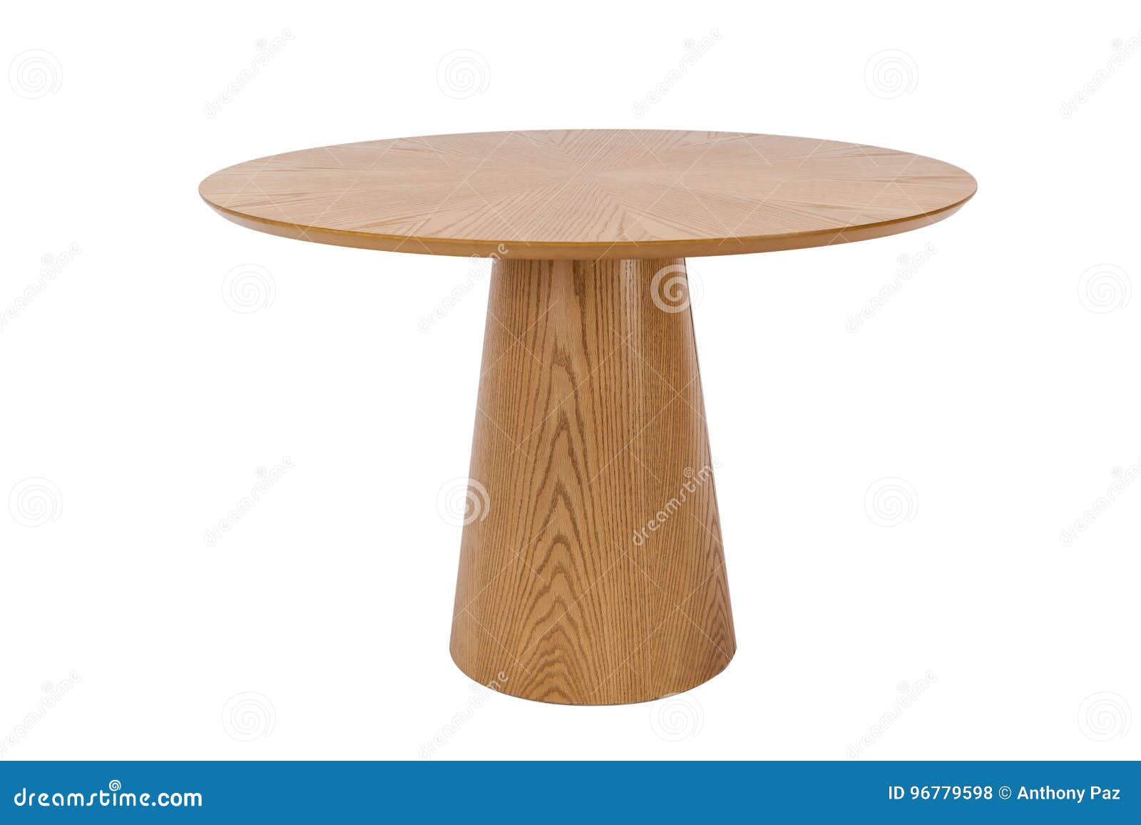 Wood round table on white stock photo. Image of elegant 96779598