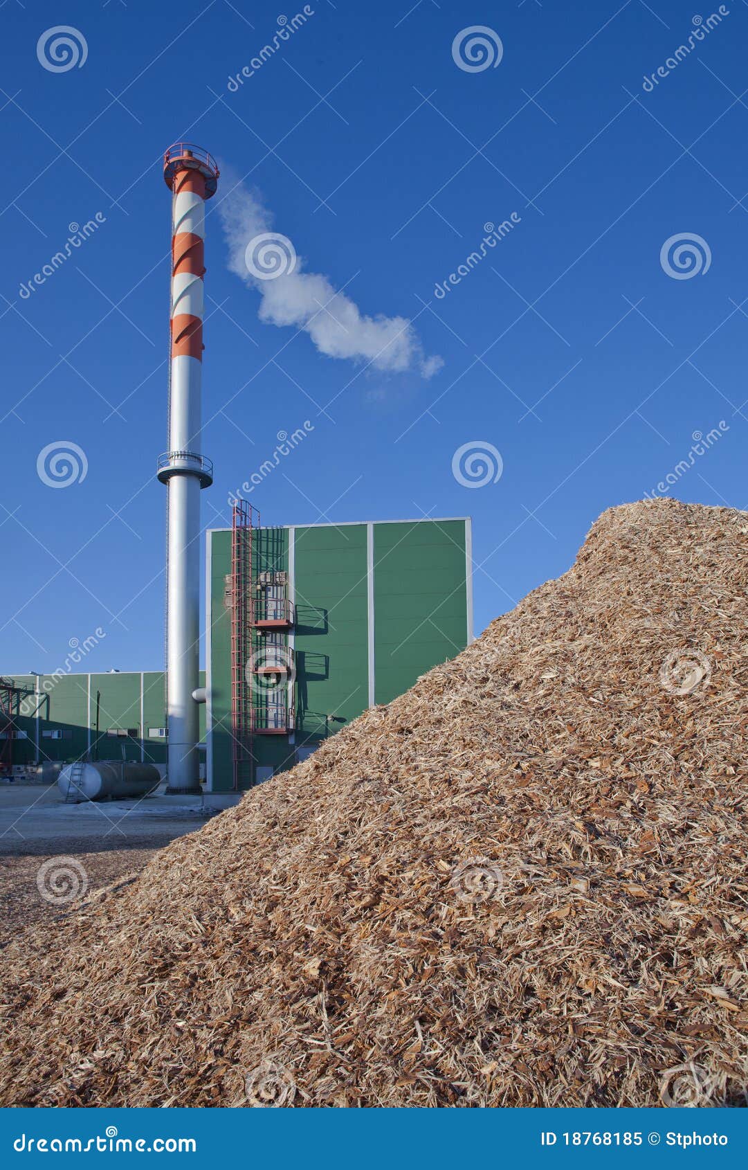 Wood Sawdust and a Factory Pipe Stock Image - Image of waste, material
