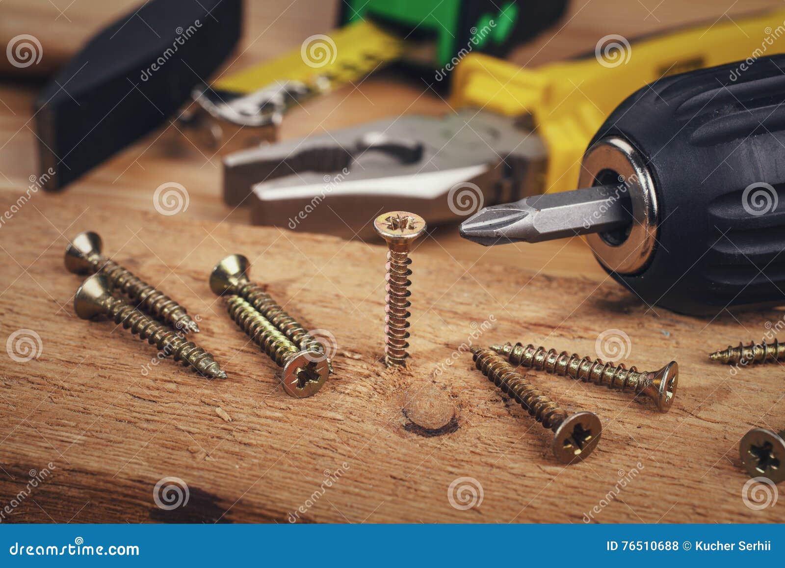 Wood Screws and Carpentry Tools Stock Photo Image of repair, electric