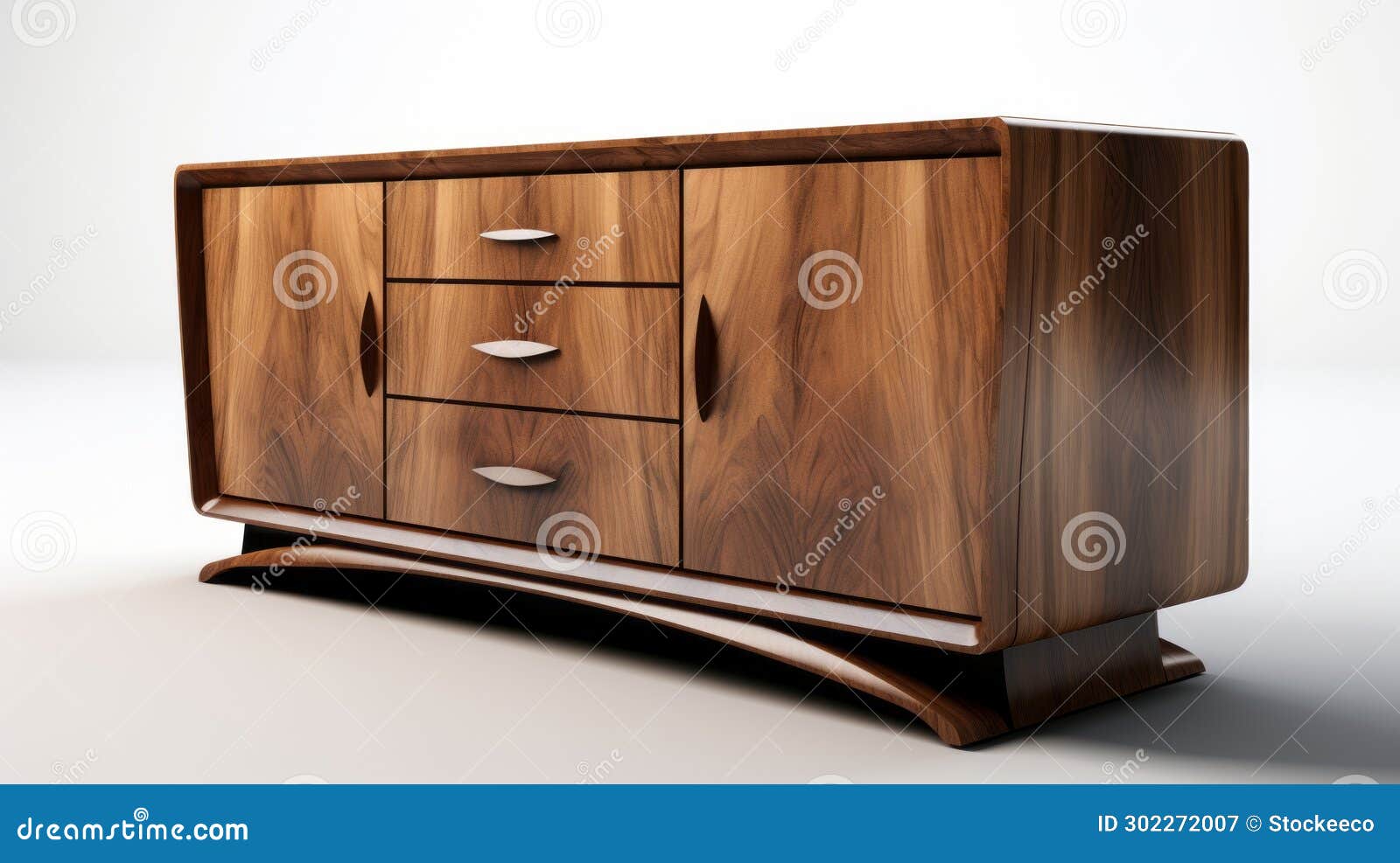 modern dark wood chest of drawers with smooth curves