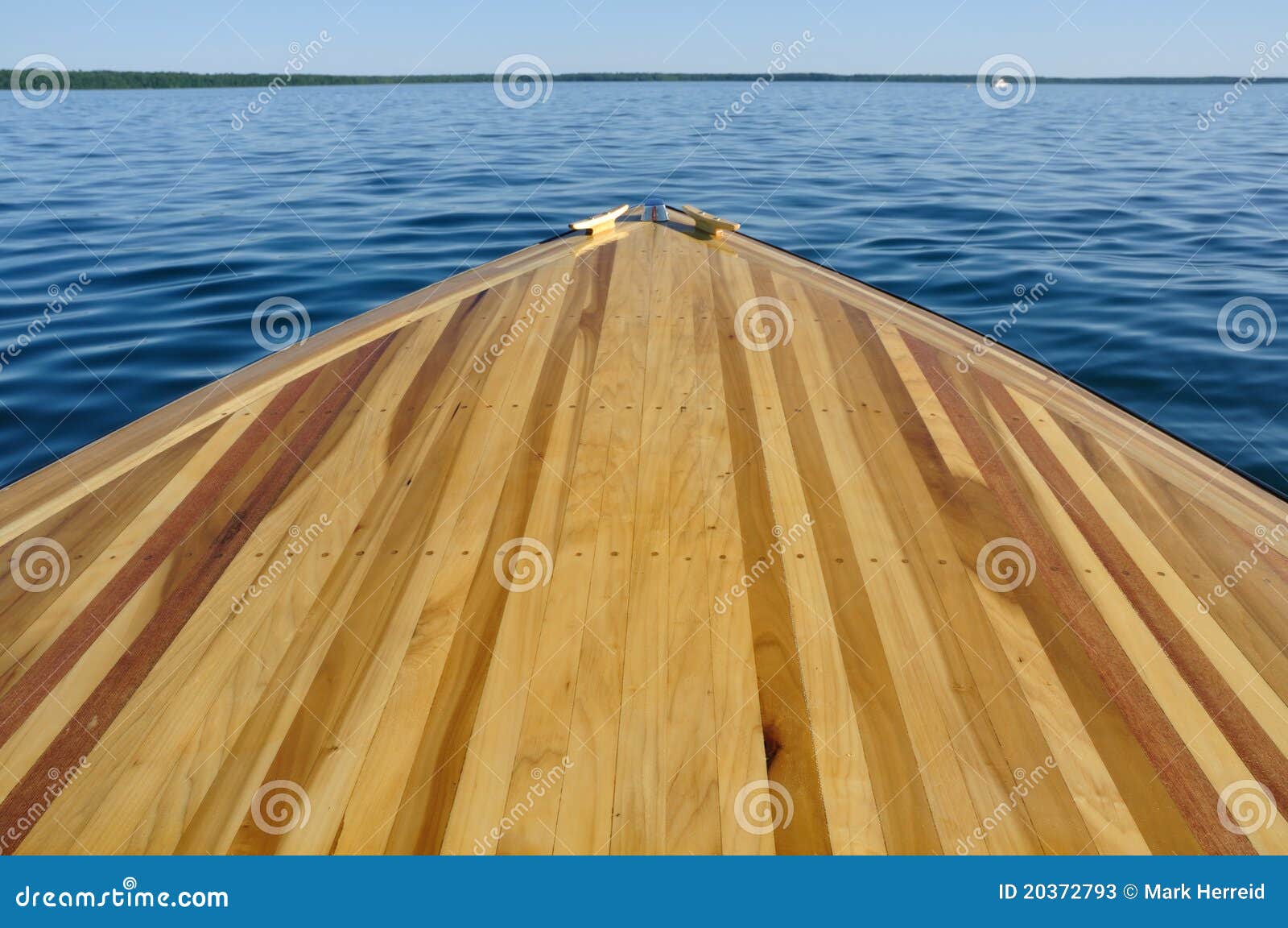 Wood Strip Bow Deck Of Wooden Boat Stock Image - Image 