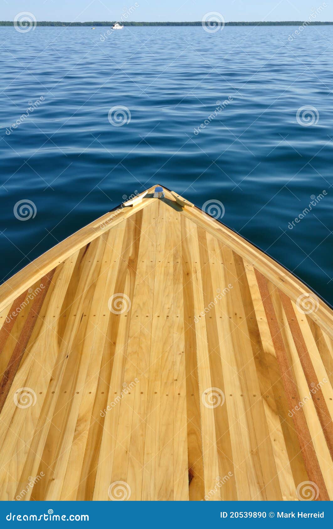 wood strip bow deck of wooden boat stock photo - image