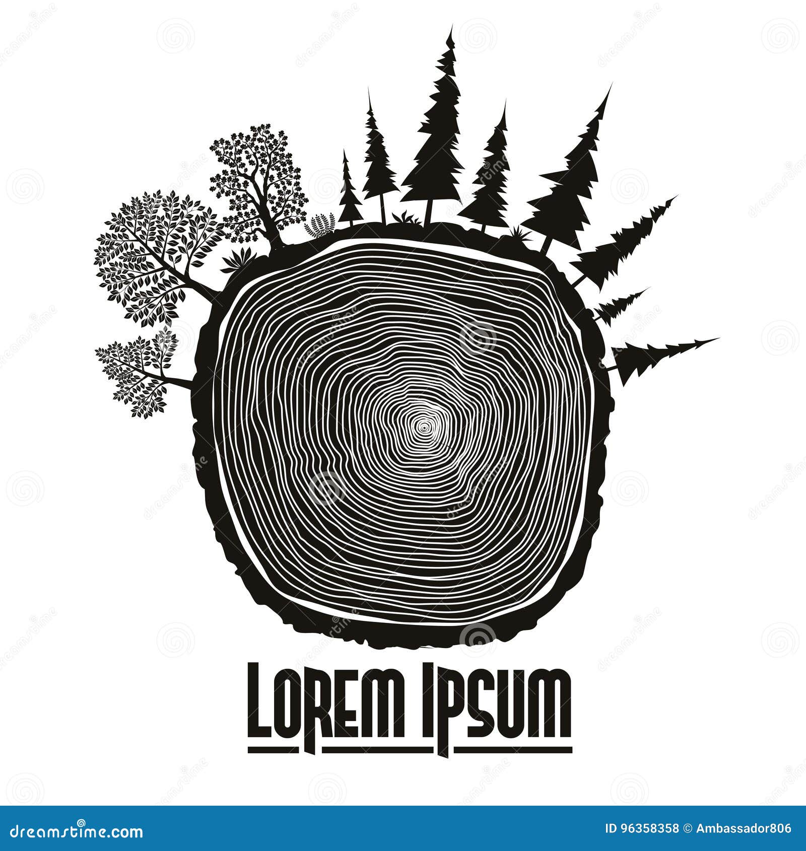 wood stump emblem, tree trunk 