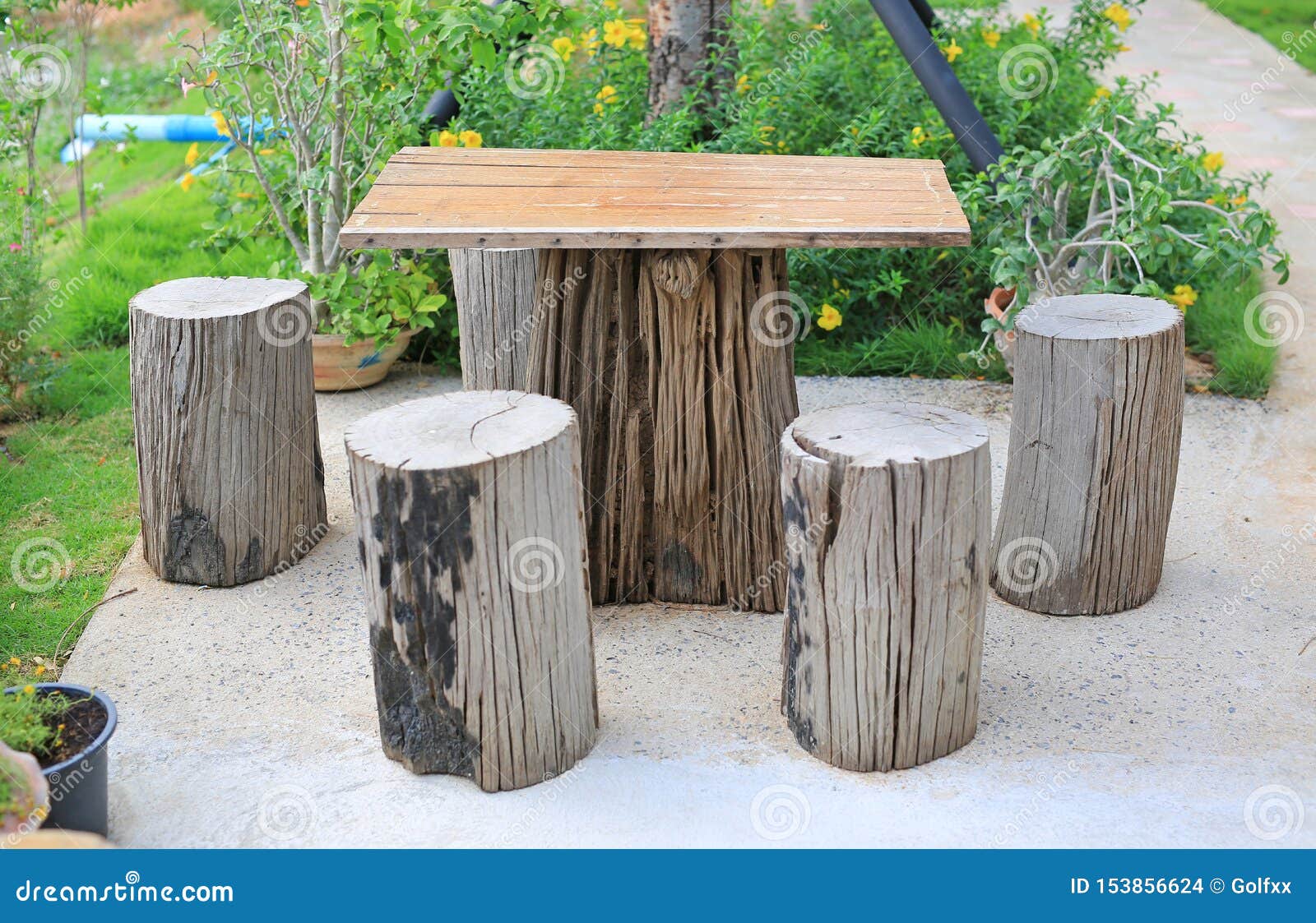 Wood Table And Chair Set In Garden Garden Furniture Made From