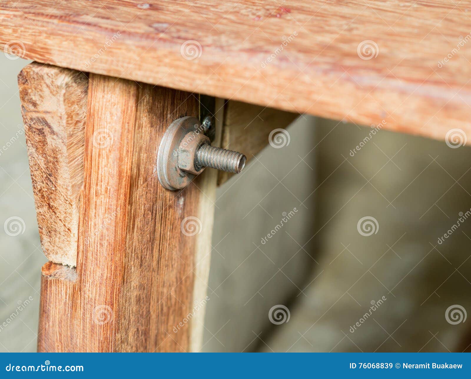 Wood Table is Fastened with Bolts Large . Stock Image Image of