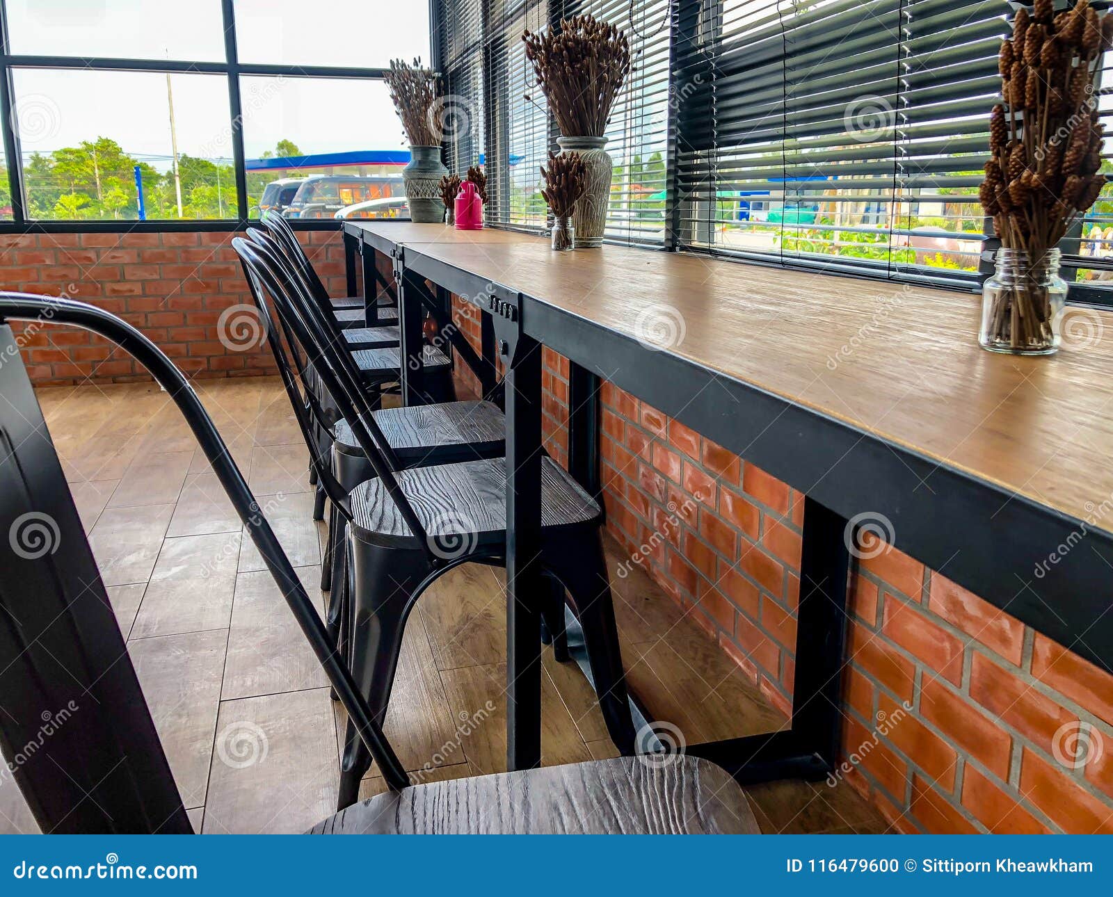 Wood table top cafe stock photo. Image of light, bokeh 116479600