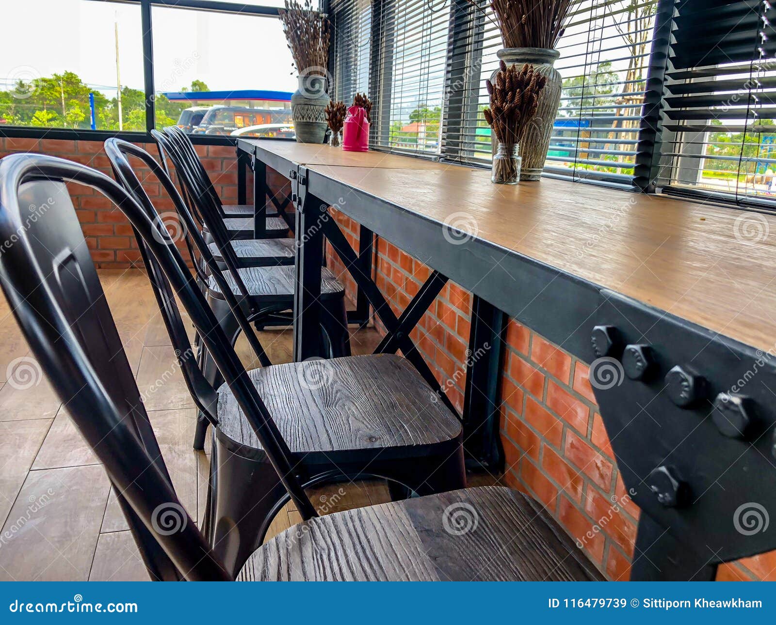 Wood table top cafe stock image. Image of background 116479739