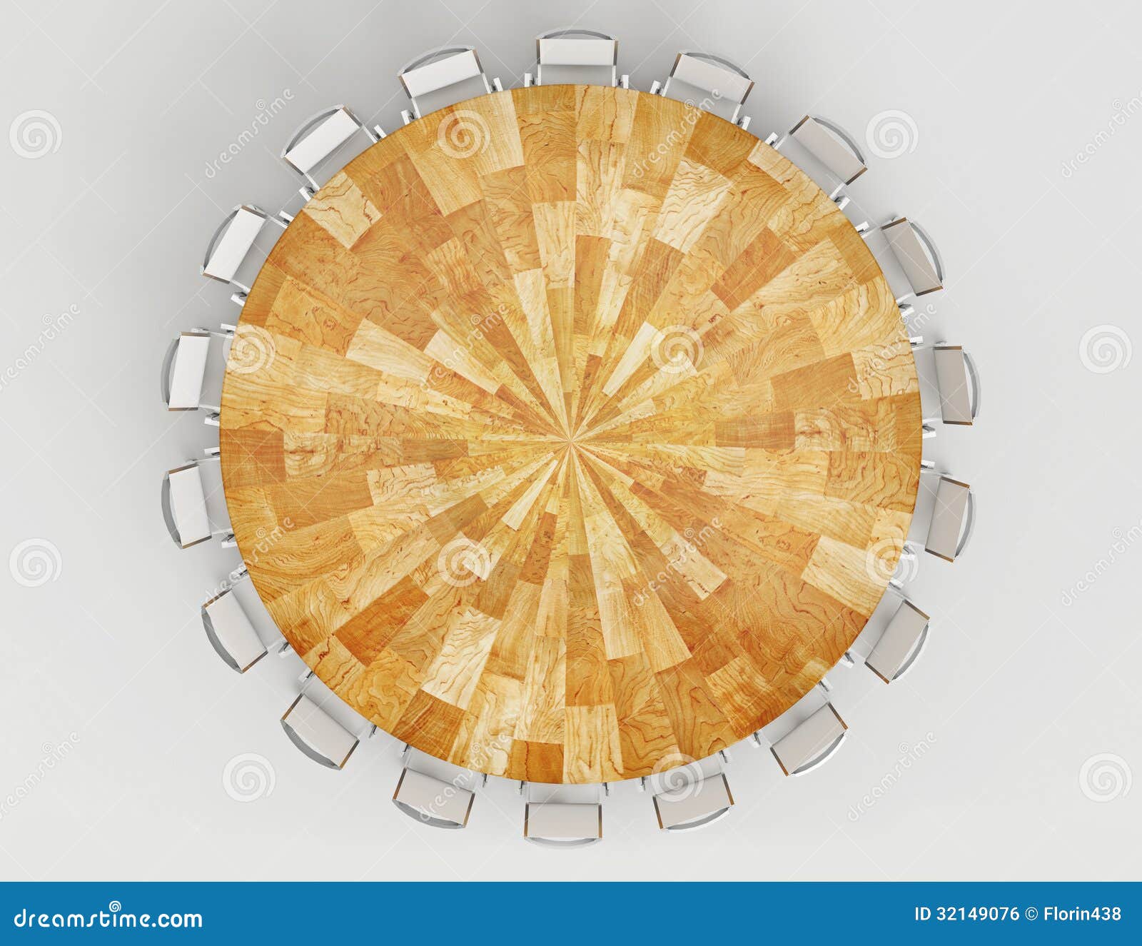 Round Table 3D rendered, top view.