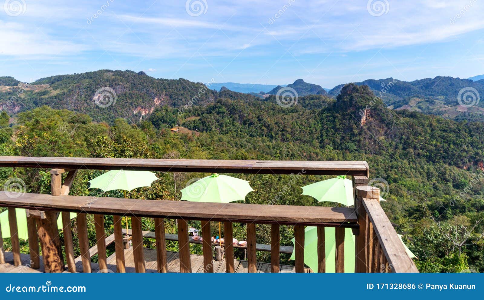 Mindful cement kvarter Wood Terrace Overlooking of View Landscape Nature Mountain Stock Photo -  Image of resort, forest: 171328686
