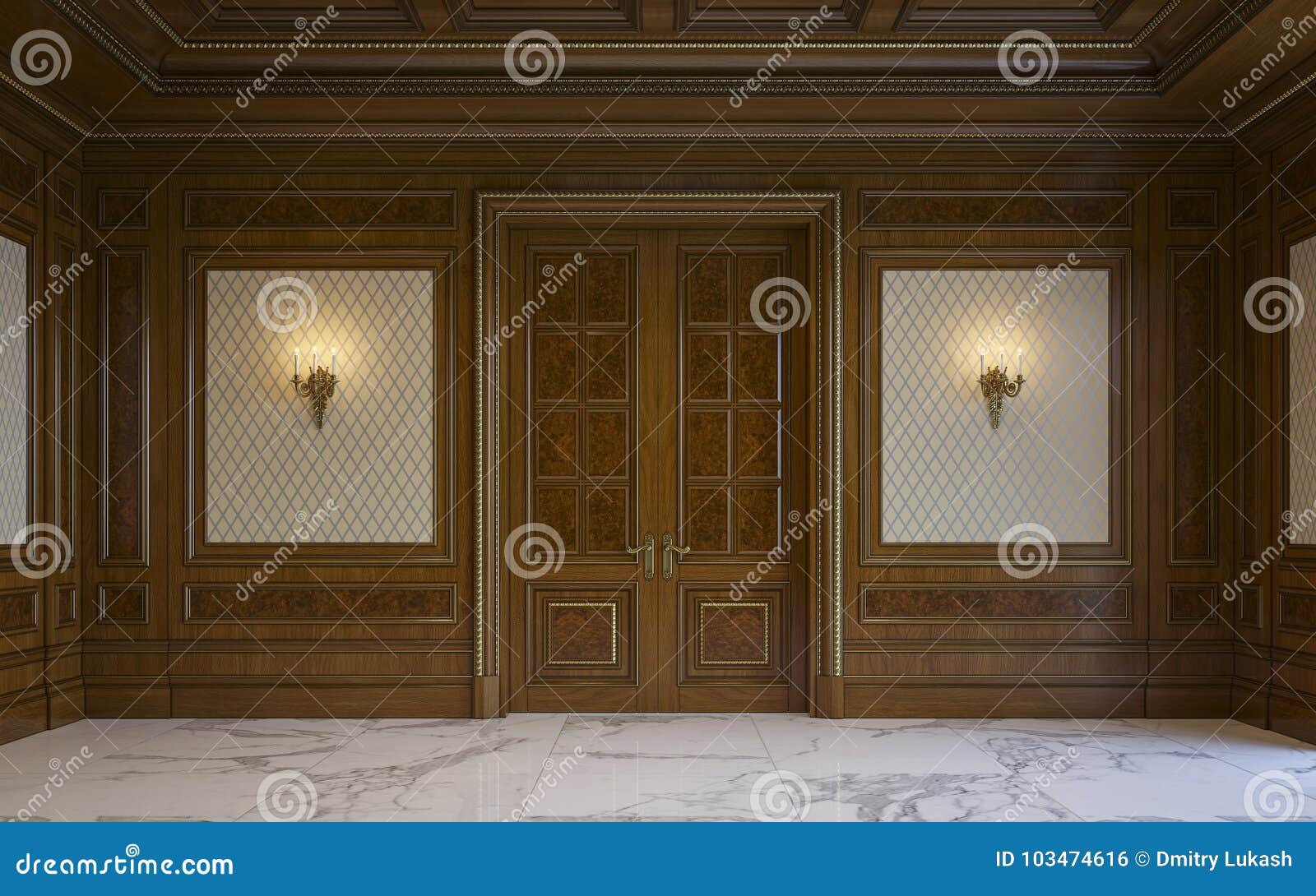 Wood Wall Panels In Classical Style With Gilding 3d