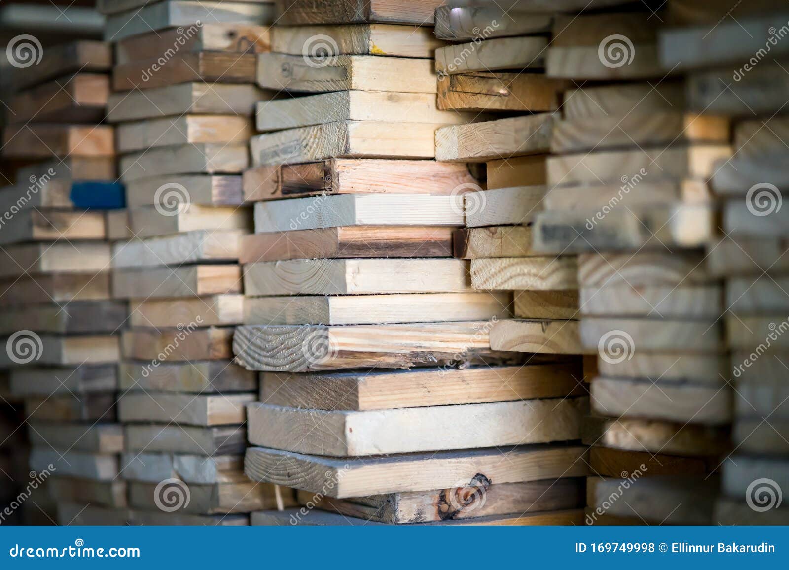 Wood Working Industry Stack of Wooden Planking Lath Board Joist Table