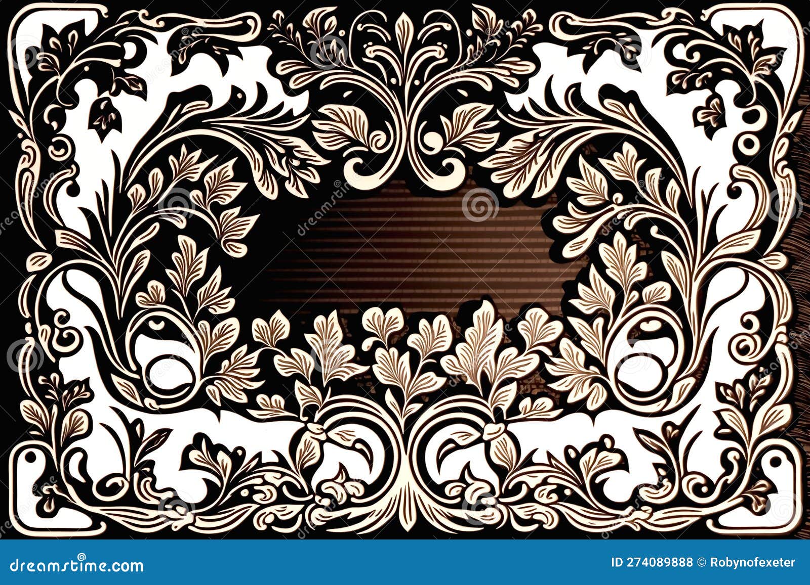 woodblock print of a decorative border, traditional craft style. generative ai
