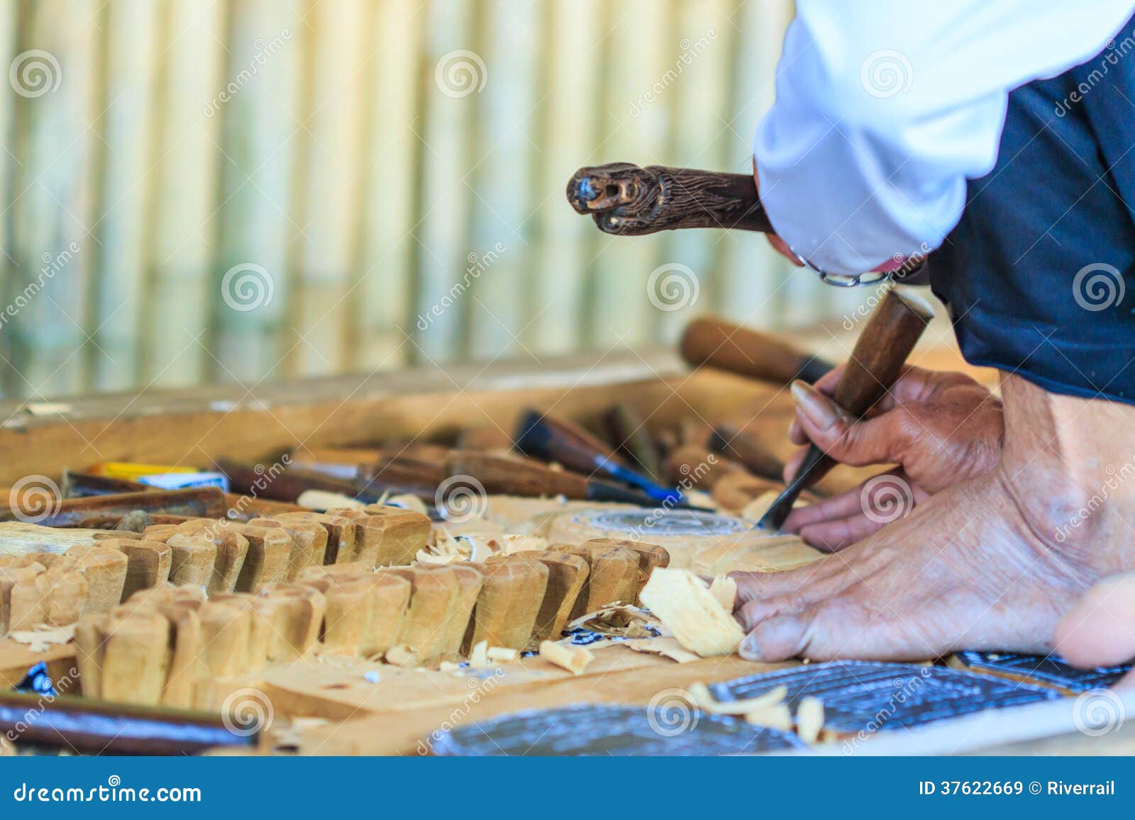 Woodcraftsman is Carving Wood Stock Image Image of creativity