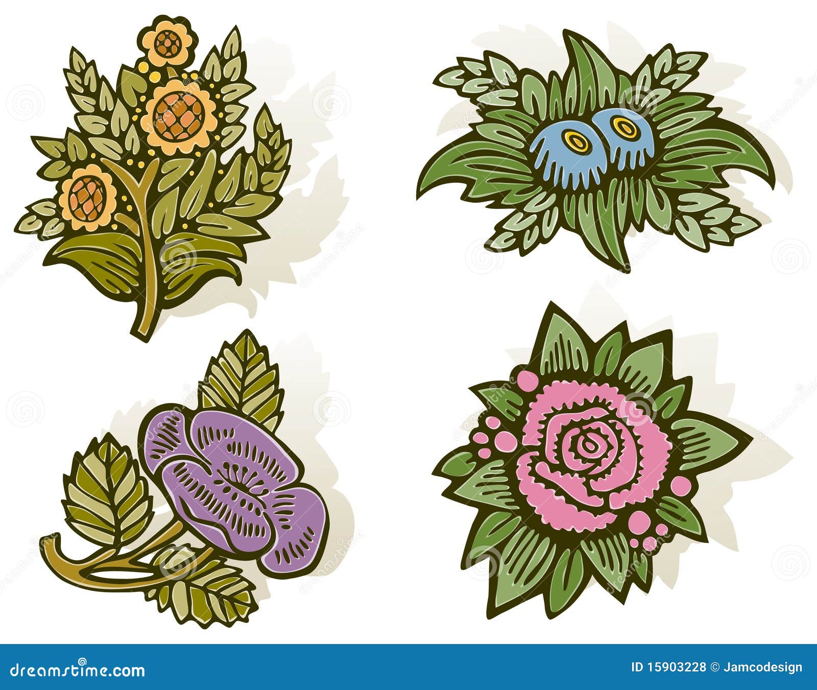Woodcut Flowers Royalty Free Stock Photos Image 15903228