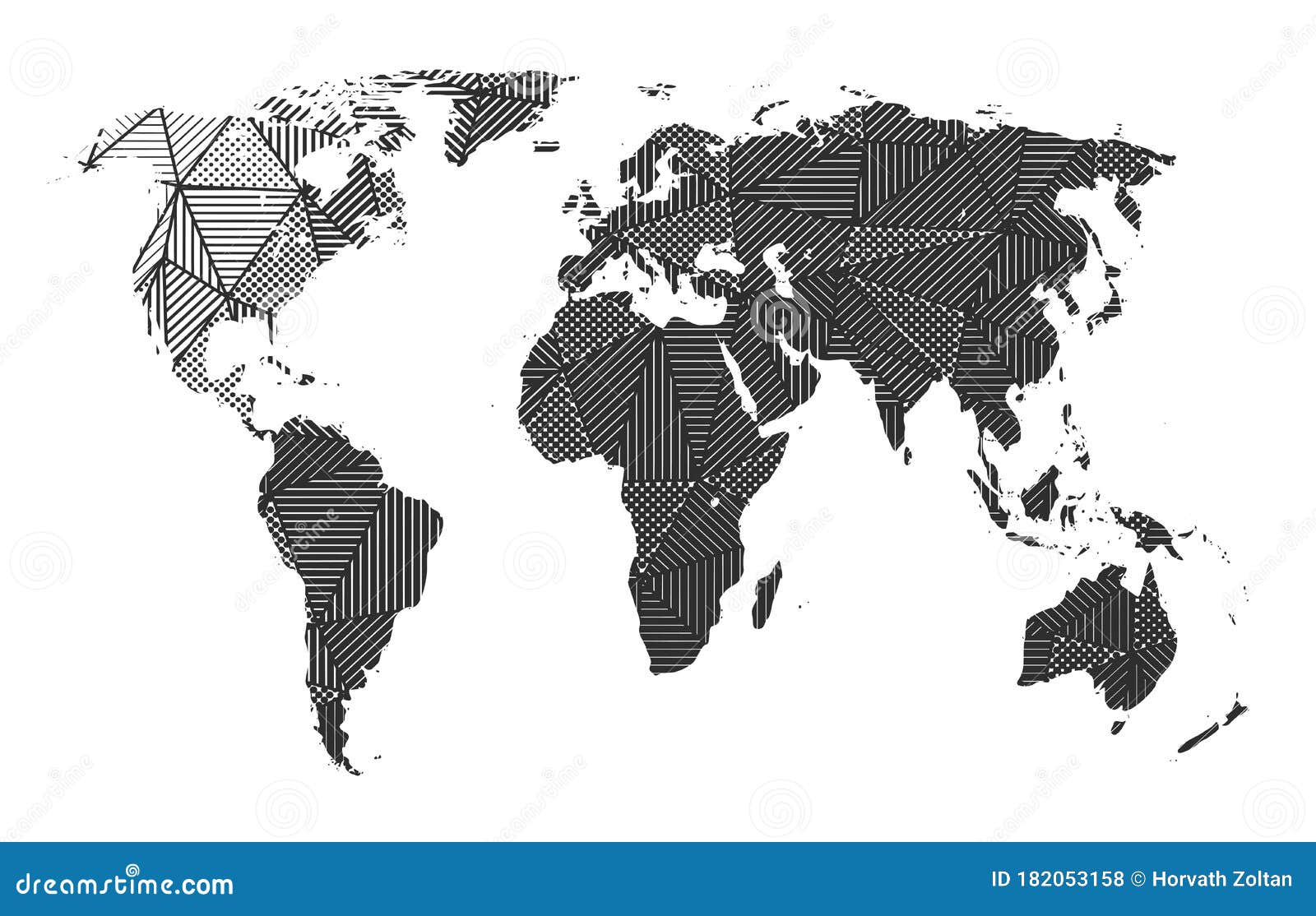 woodcut style low poly earth geography created by halftone textures