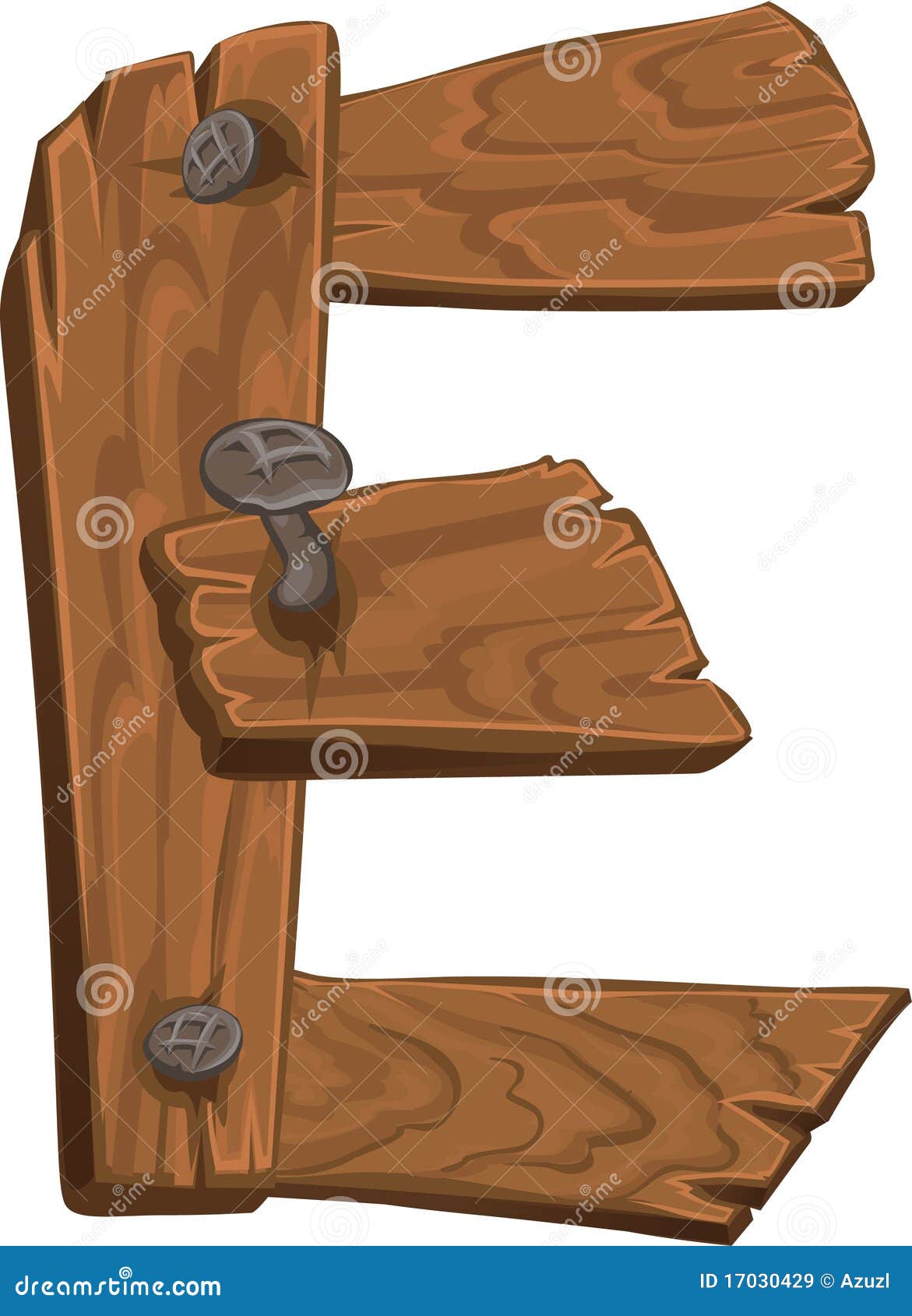 Wooden Alphabet Letter E On White Background Stock Vector Image