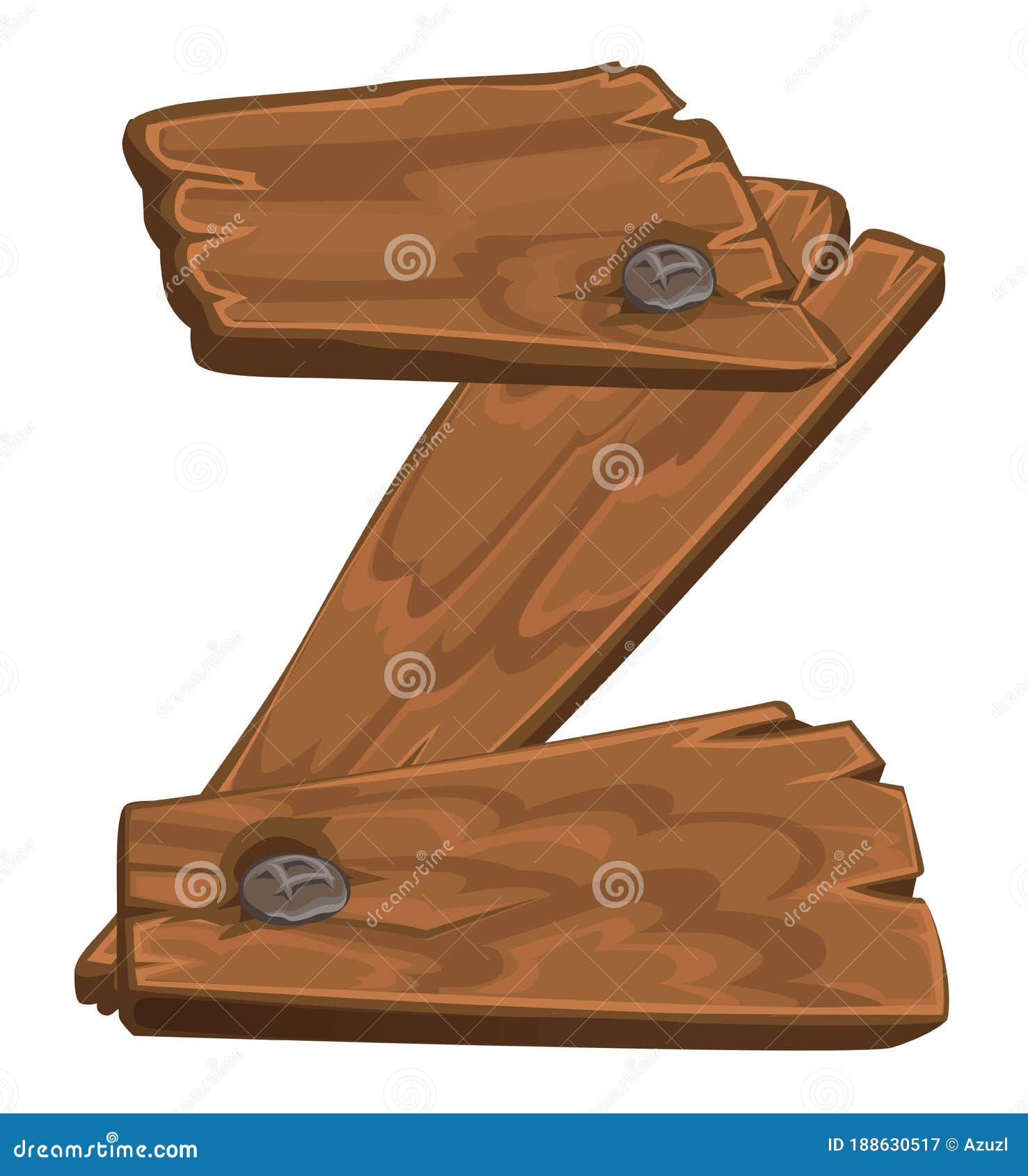 Wooden Alphabet - Letter Z on White Background Stock Vector