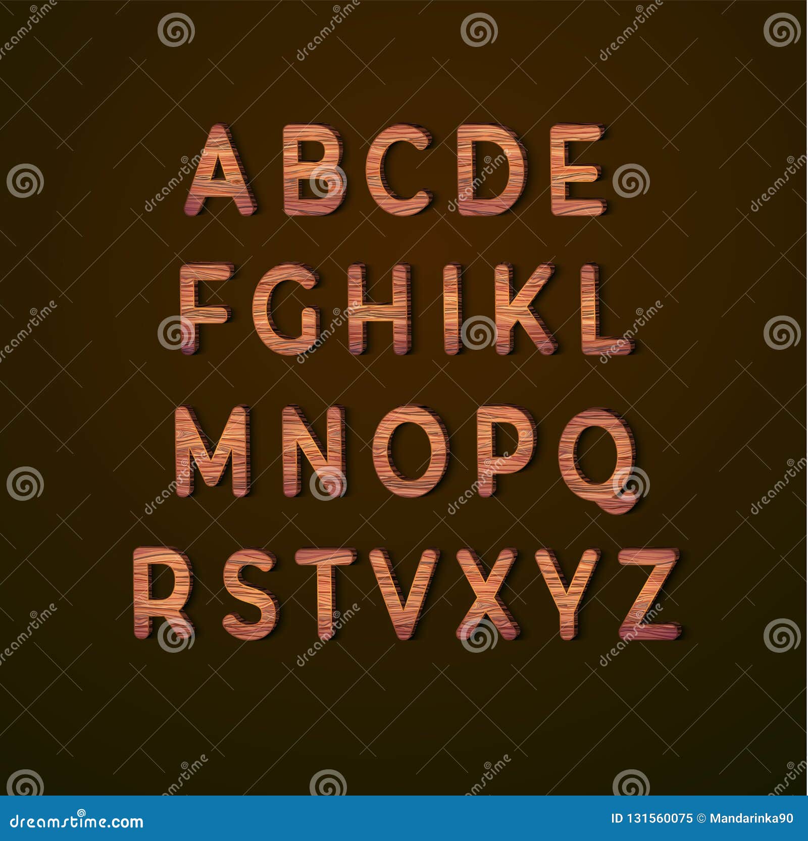 Wooden Alphabet with Wood Texture Stock Vector - Illustration of ...