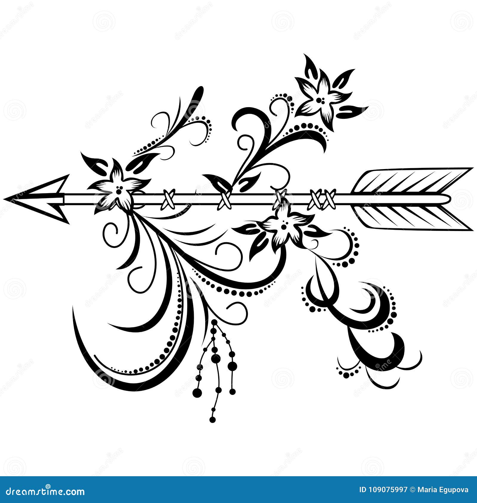 Download Wooden Arrow With Floral Ornament Stock Vector ...
