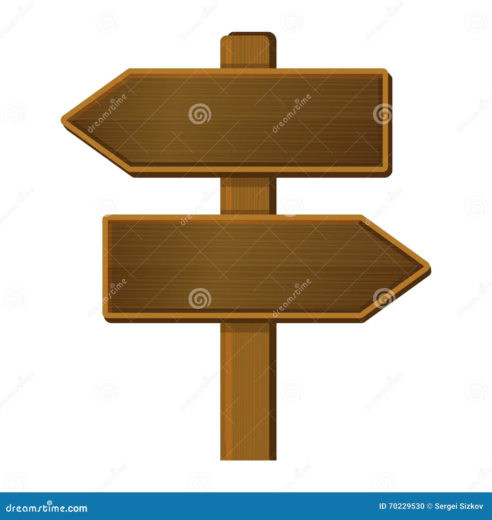 Wooden Arrow Sign. Signpost on White Background