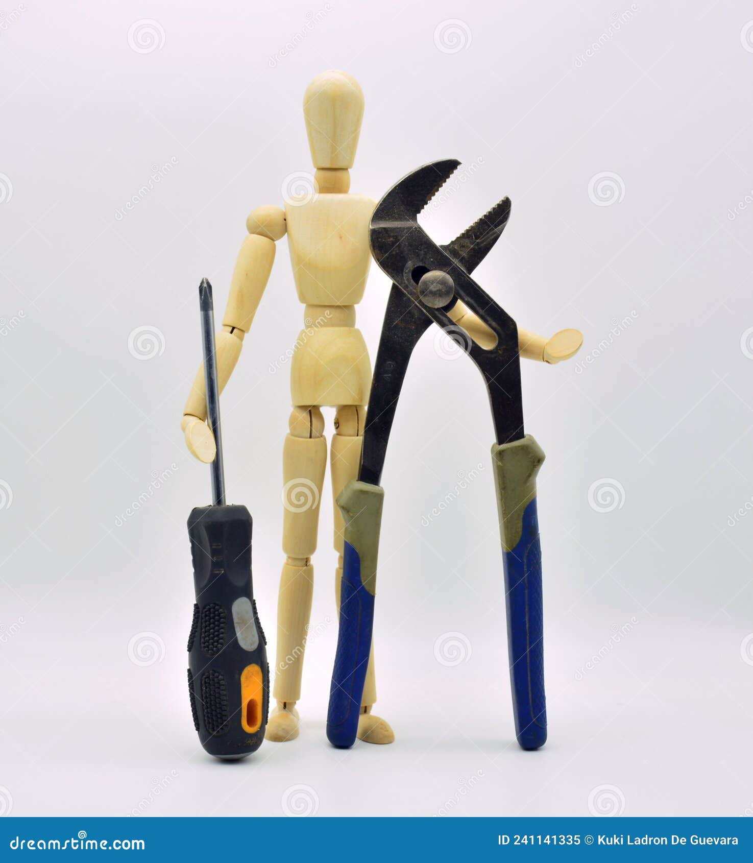 wooden articulated mannequin with work