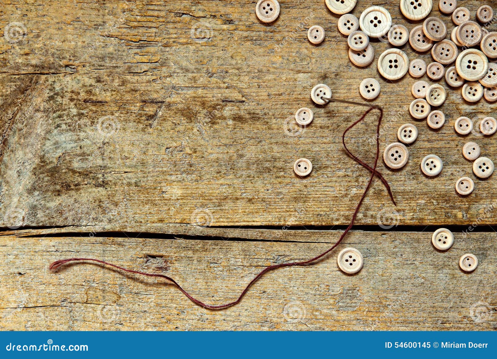 Wooden Background with Buttons Stock Image - Image of stitch