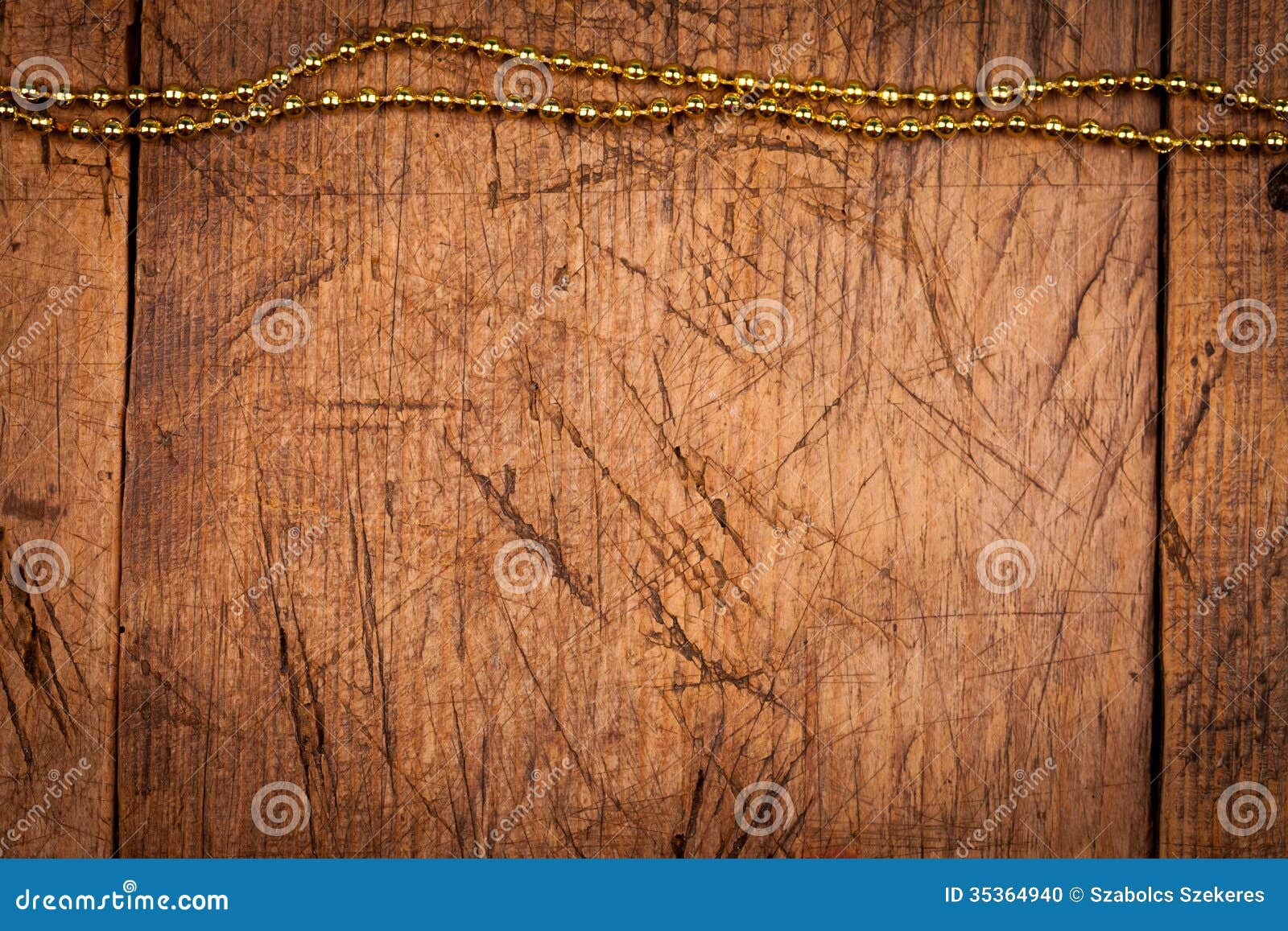 Wooden Background with Golden Pearls Stock Photo Image of christmas