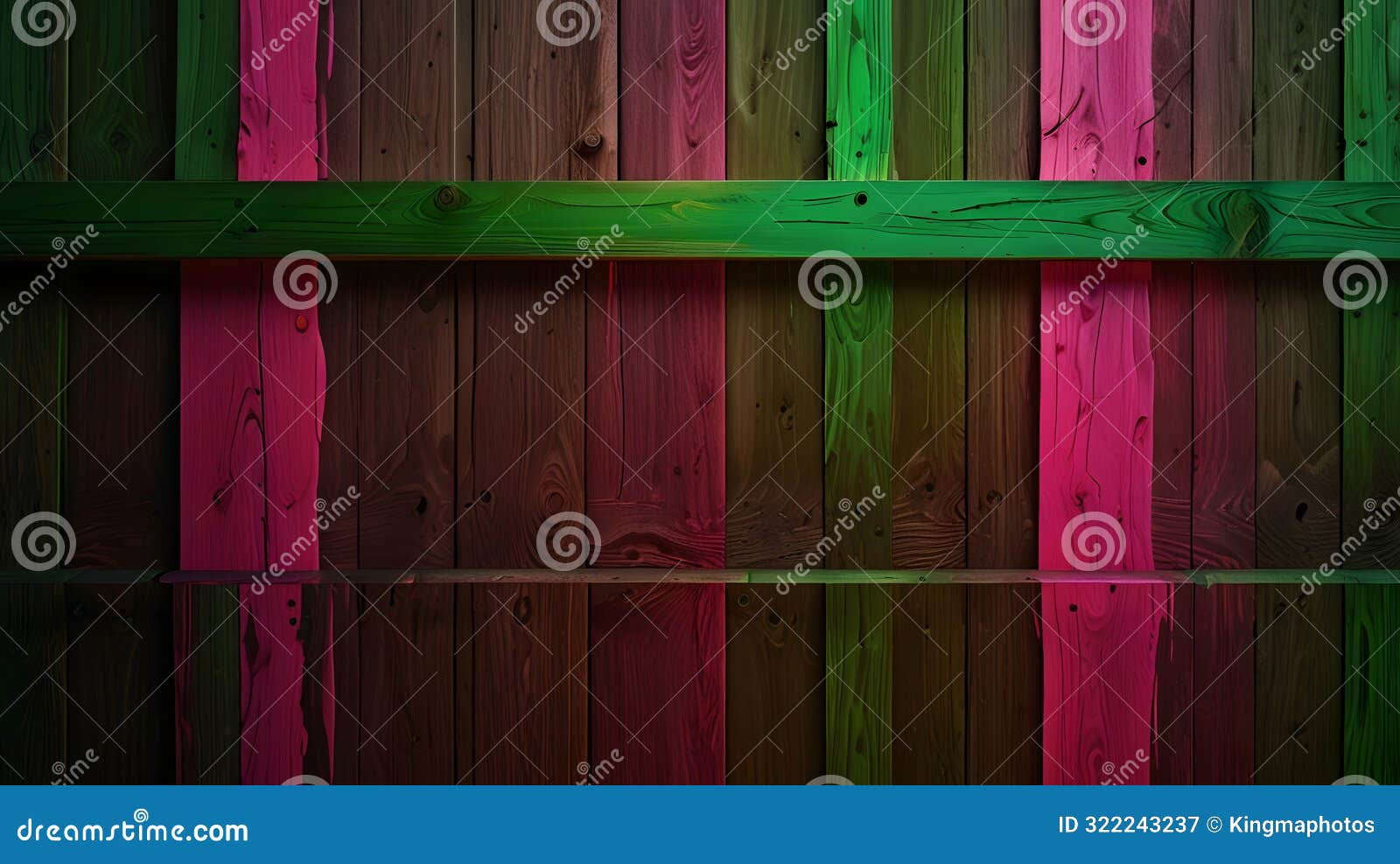 wooden background with neon pink and green streaks, creating a bold and energetic 