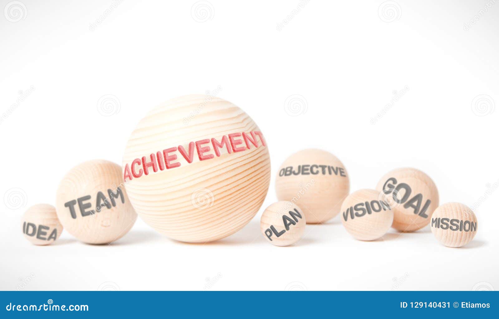wooden balls with achievement concept