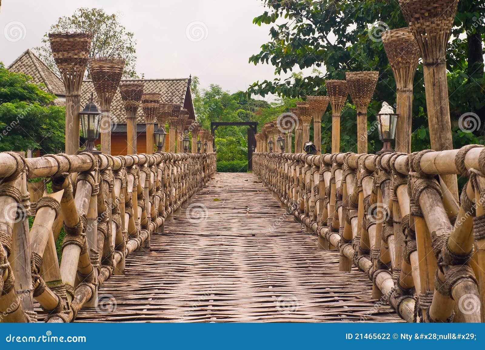 Wooden Bamboo bridge stock photo. Image of environment 21465622