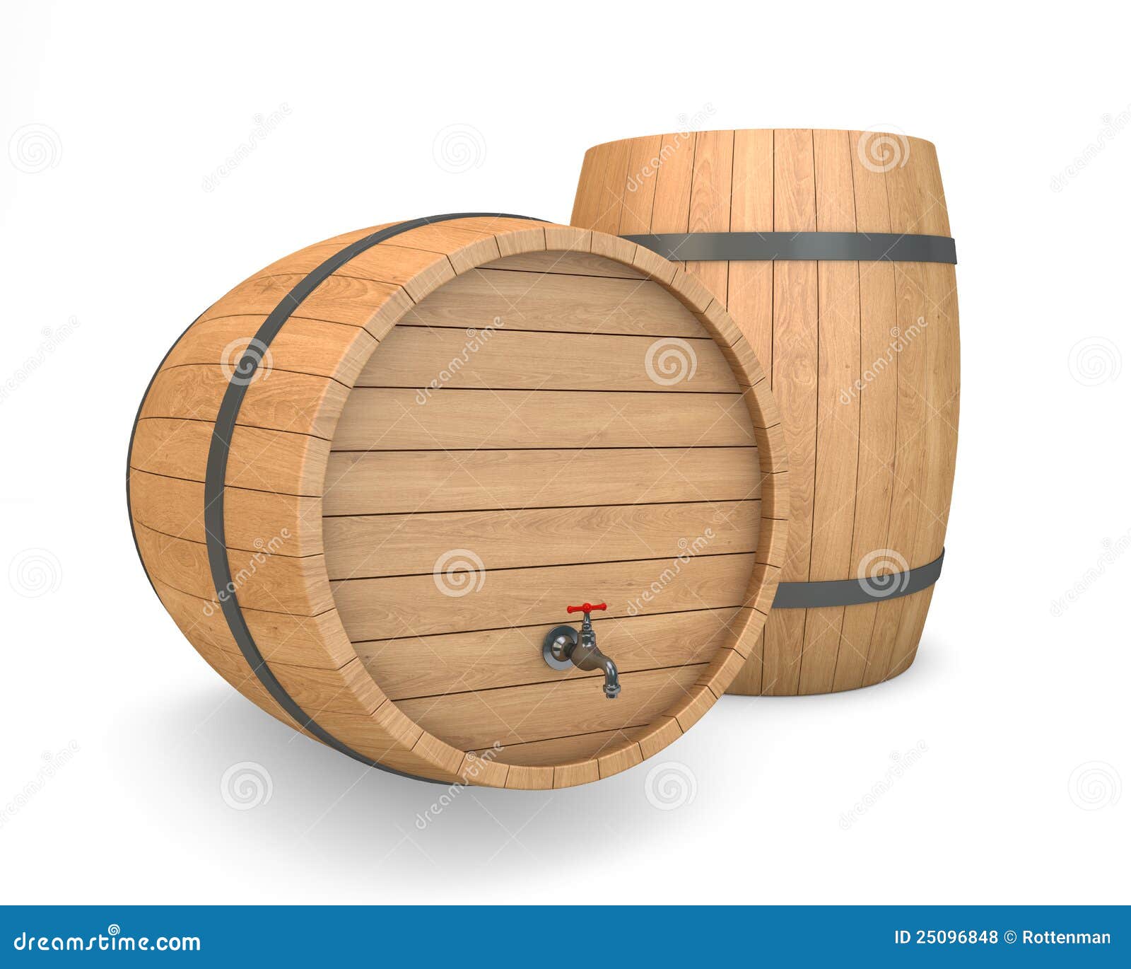 Wooden Barrel with faucet stock illustration. Illustration of
