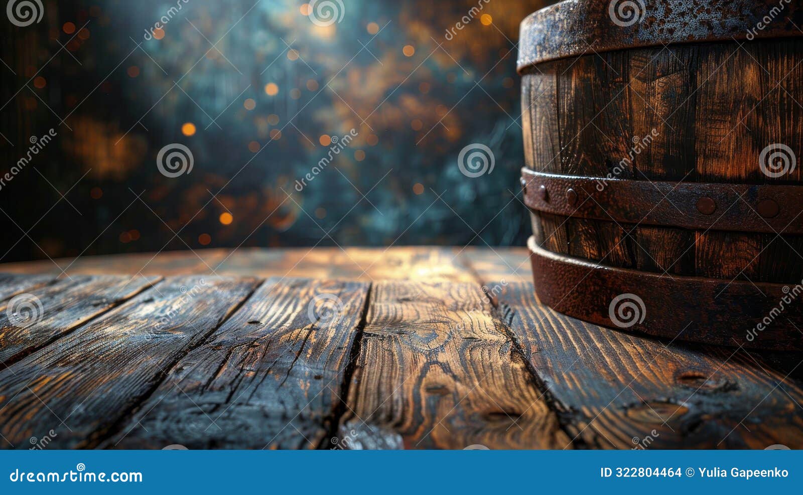 wooden barrel filled with grapes on table