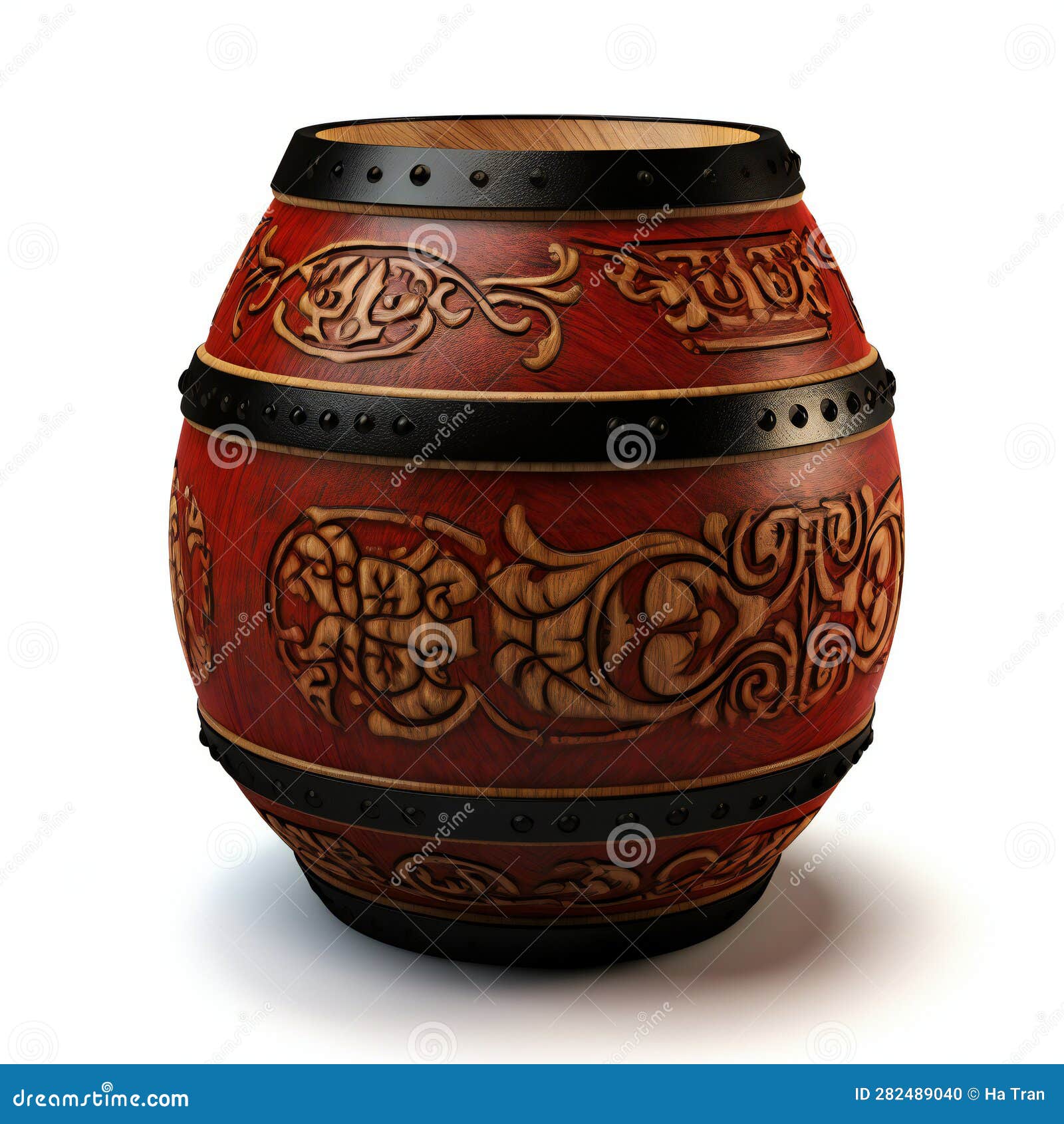 Wooden Barrel with Patterns on a White Background Stock Illustration Illustration of wood
