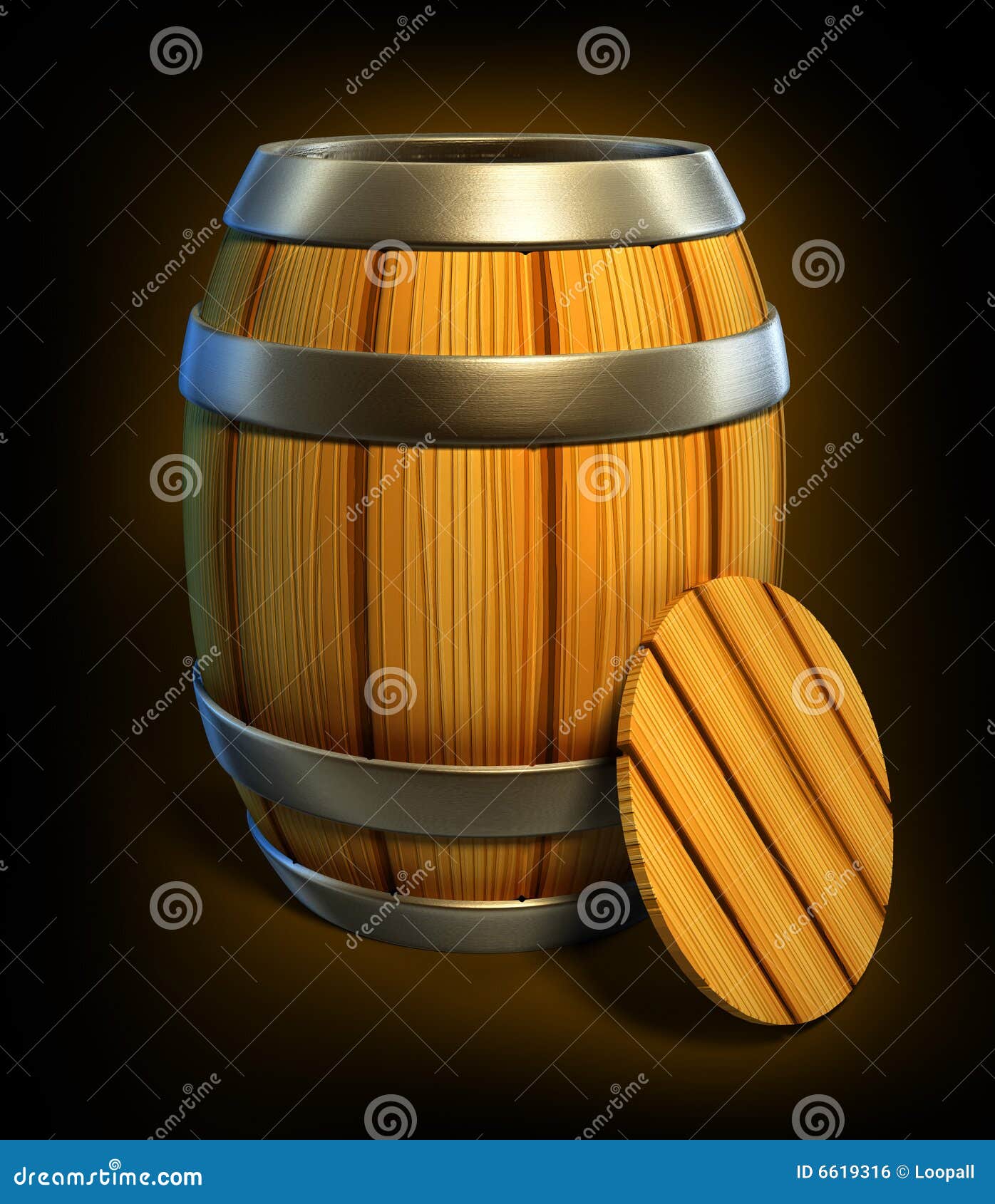 Wooden Barrel for Wine and Beer Storage Isolated Stock Illustration