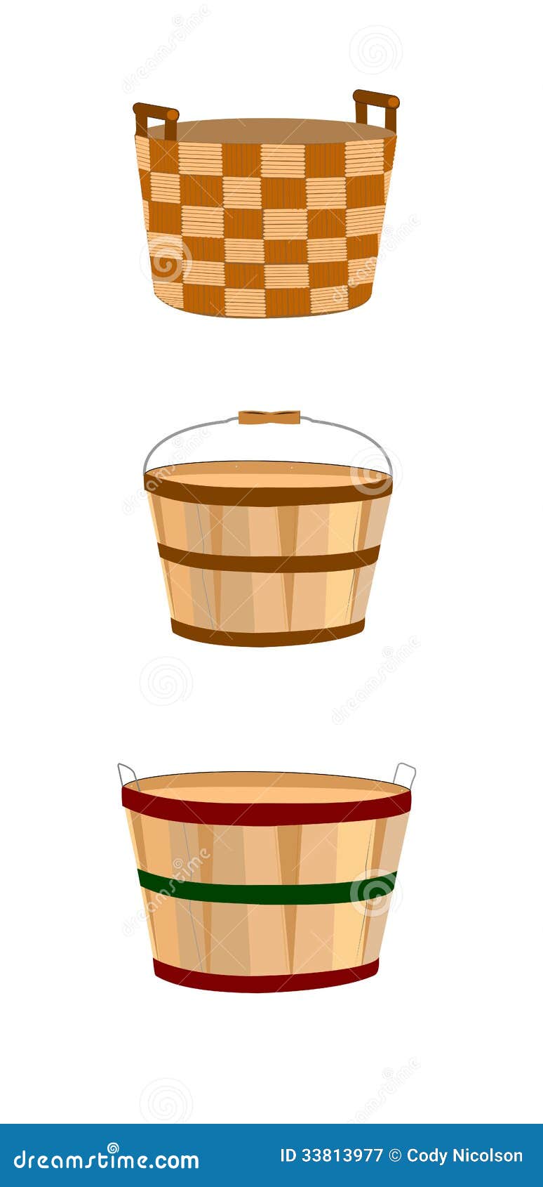 Wooden baskets stock vector. Illustration of colors, container 33813977