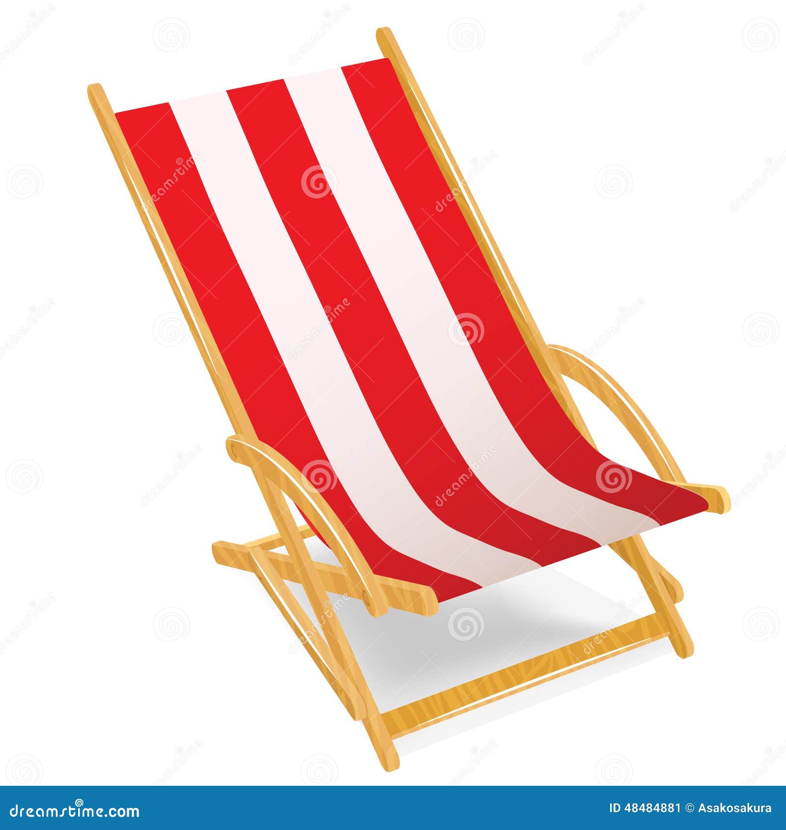 Wooden Beach Chaise Longue Isolated On White Stock Vector ...