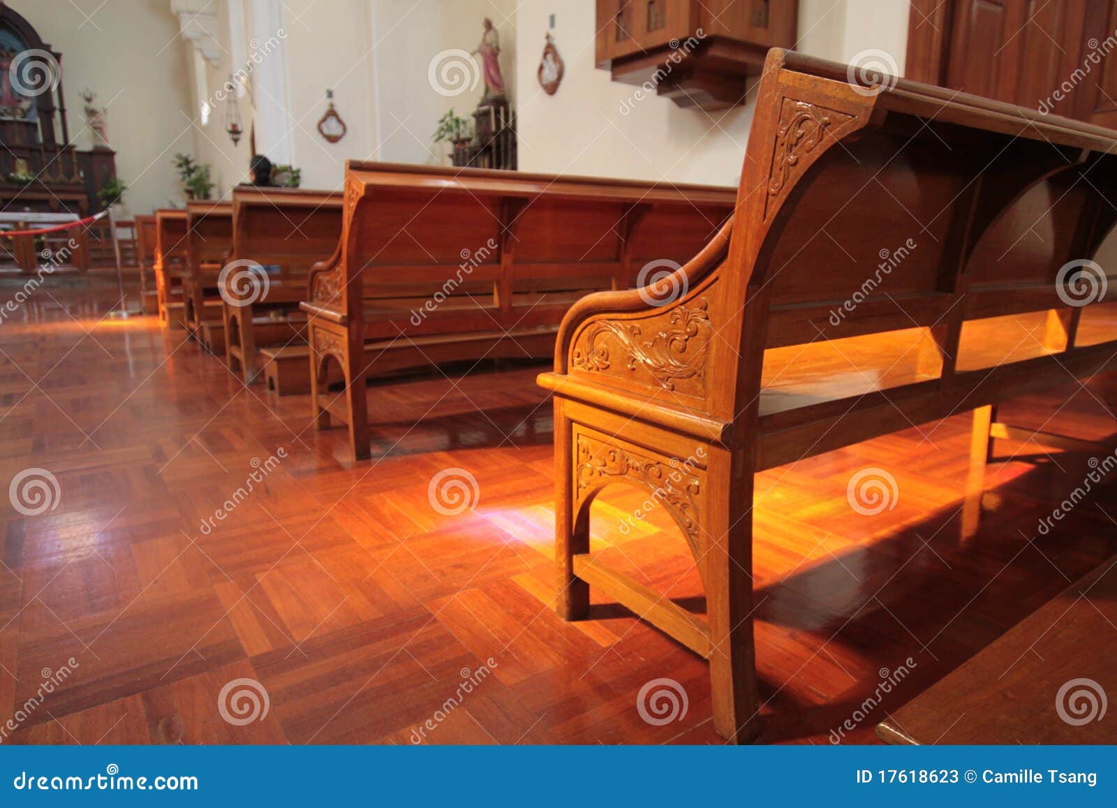 Wooden bench in church stock image. Image of benches 17618623